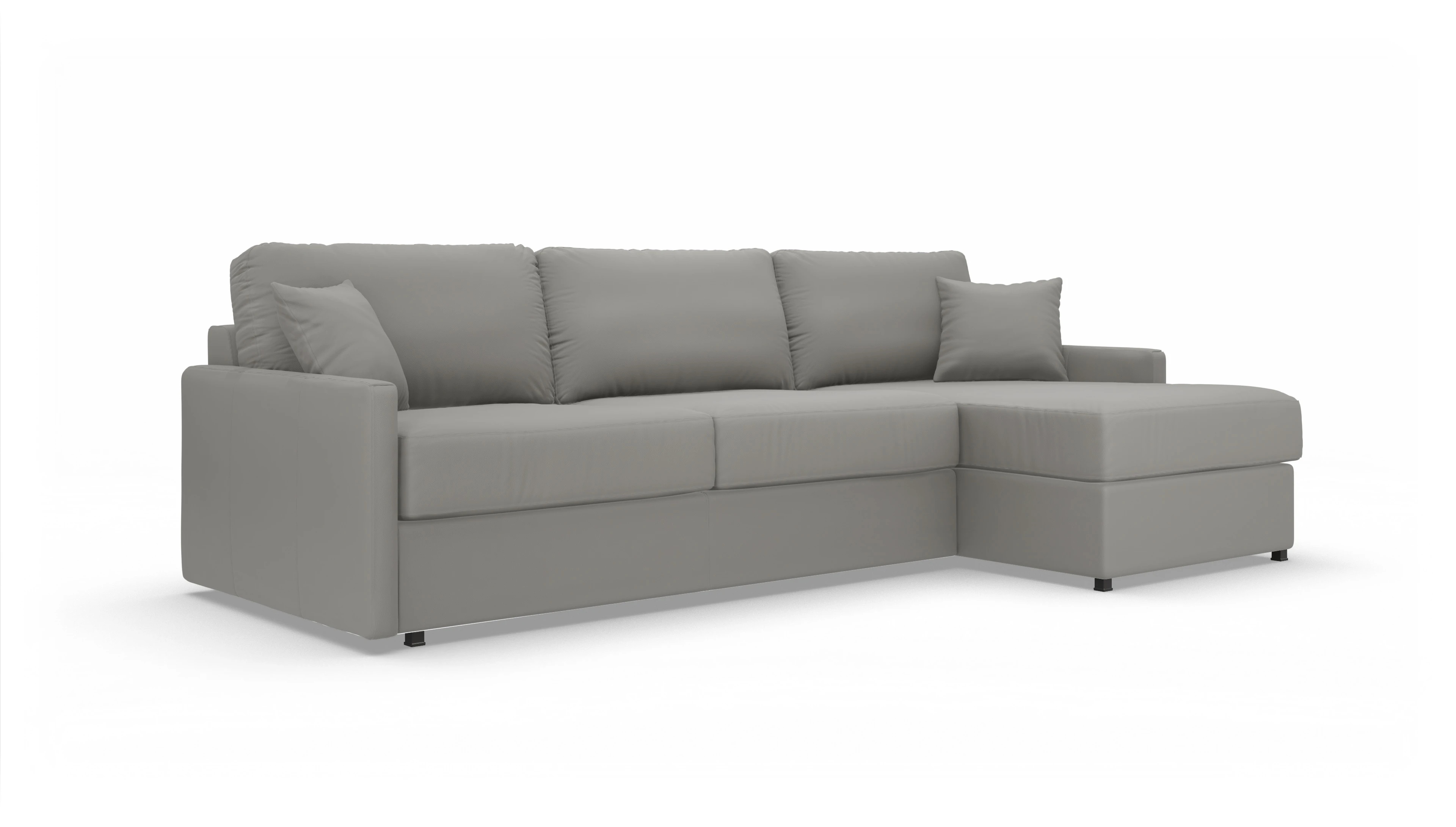 Leder-Schlafsofa Karlstad Ansicht des Produktes Karlstad Sofa mit Rec rechts in Leder grau