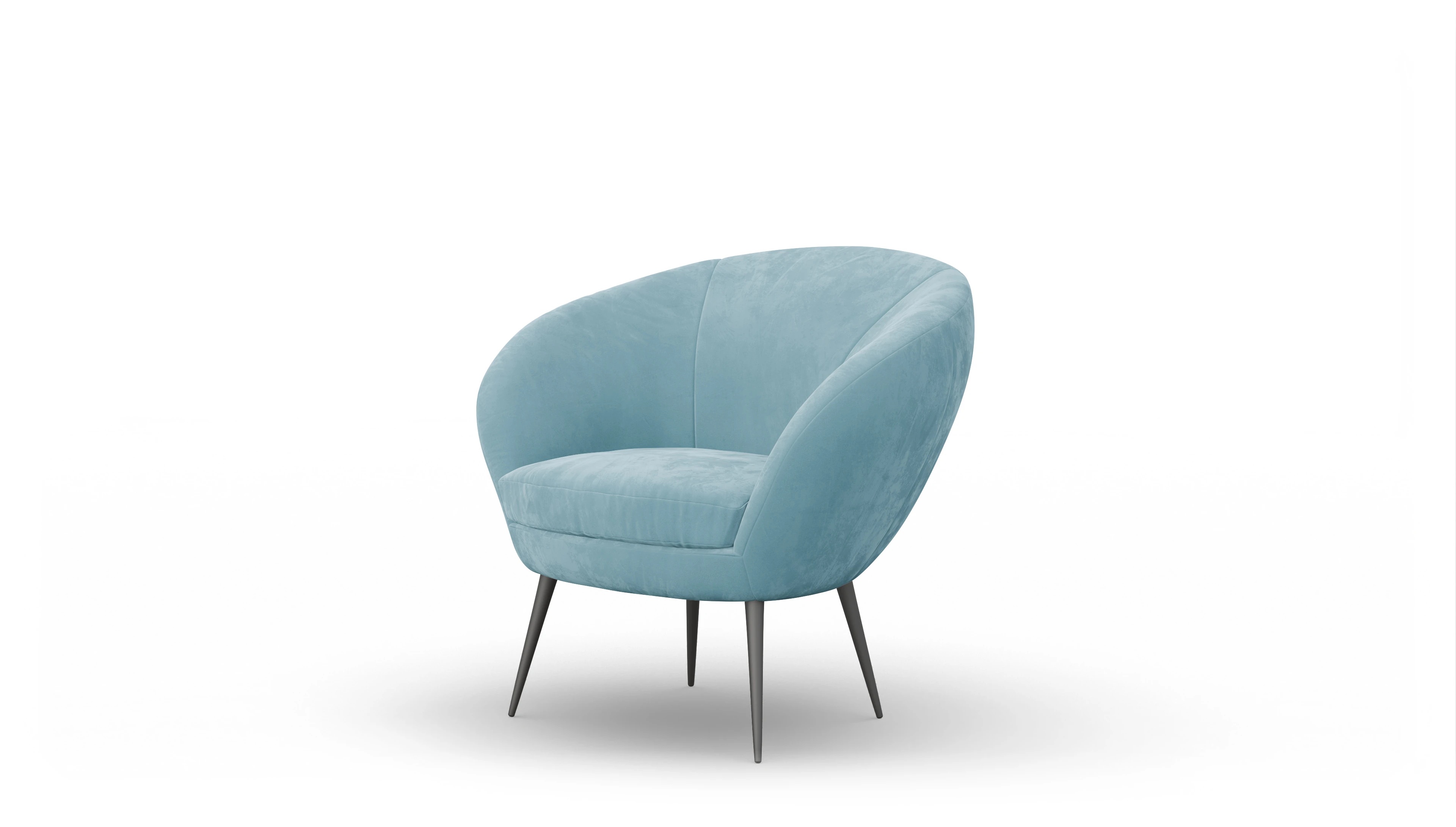 Moderner Sessel Noale in Stoff Ansicht des Produktes Noale Sessel in Samt blau