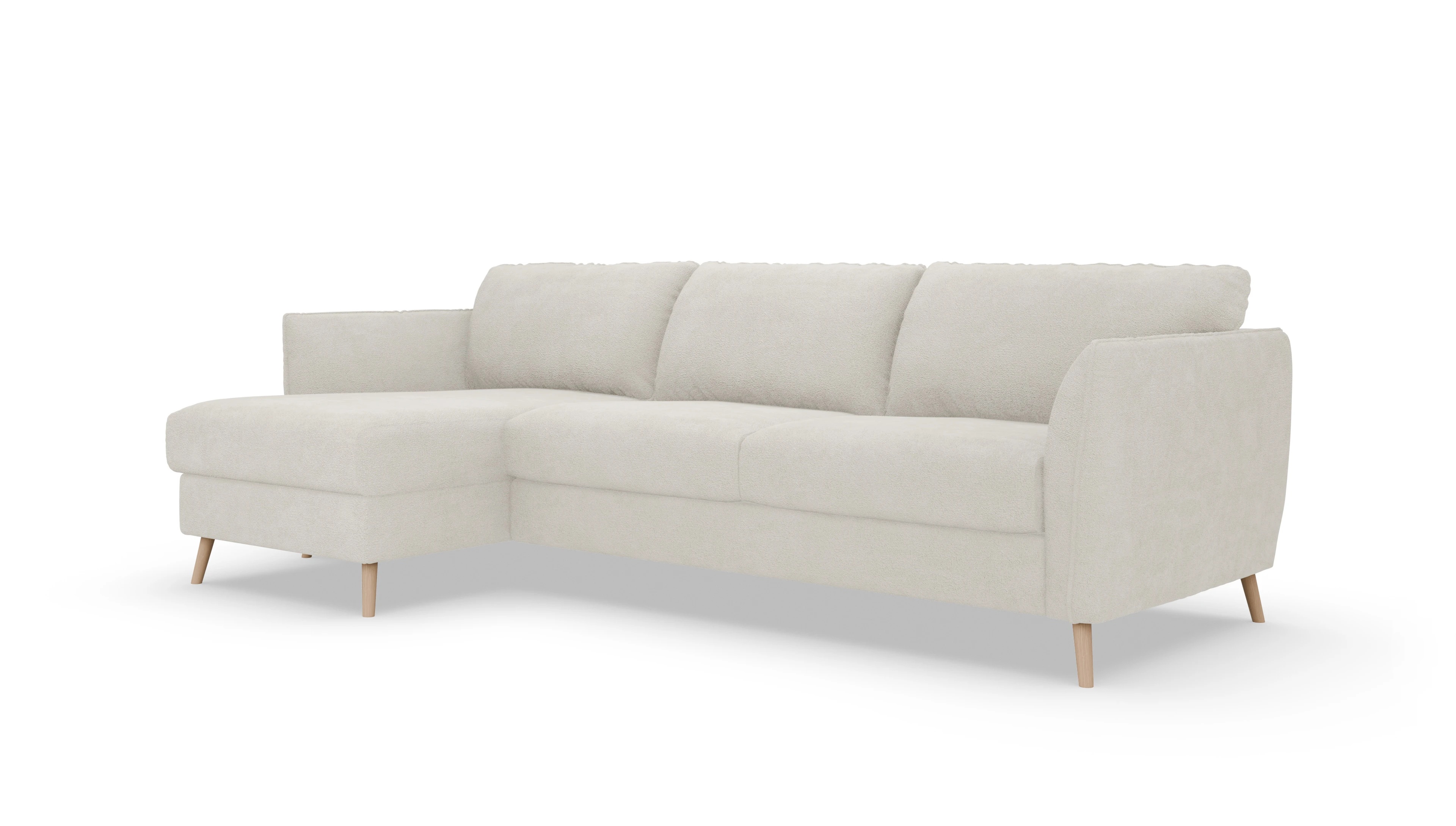 Schlafsofa Eriksen Ansicht des Produktes Eriksen Sofa mit Rec links in Stoff weiß