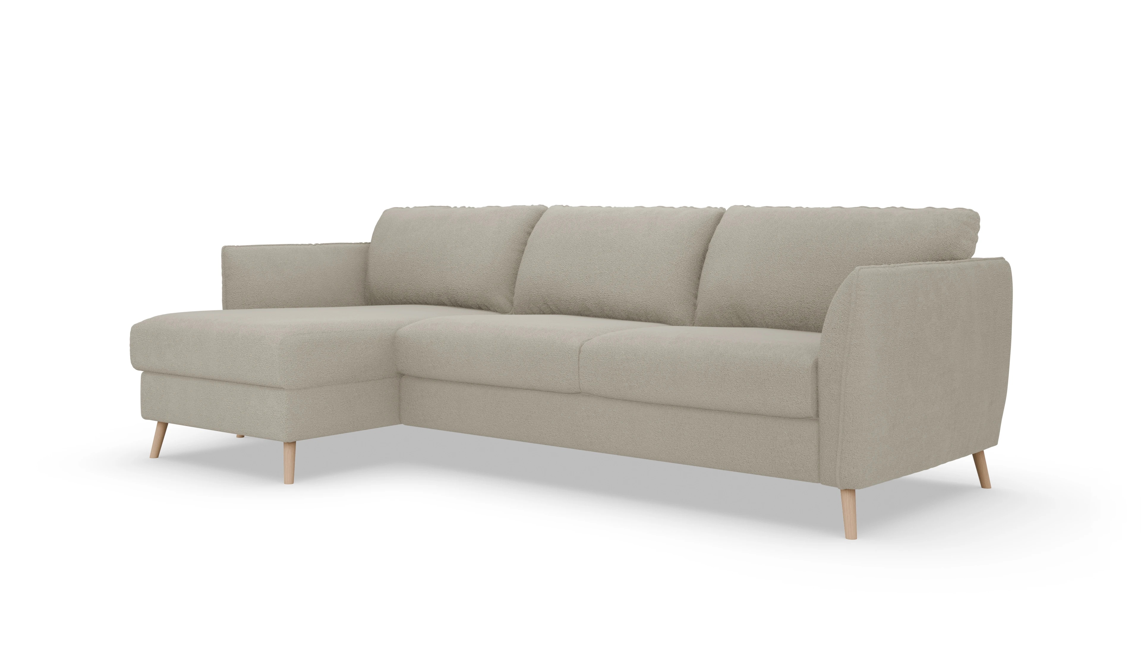 Schlafsofa Eriksen Ansicht des Produktes Eriksen Sofa mit Rec links in Stoff beige