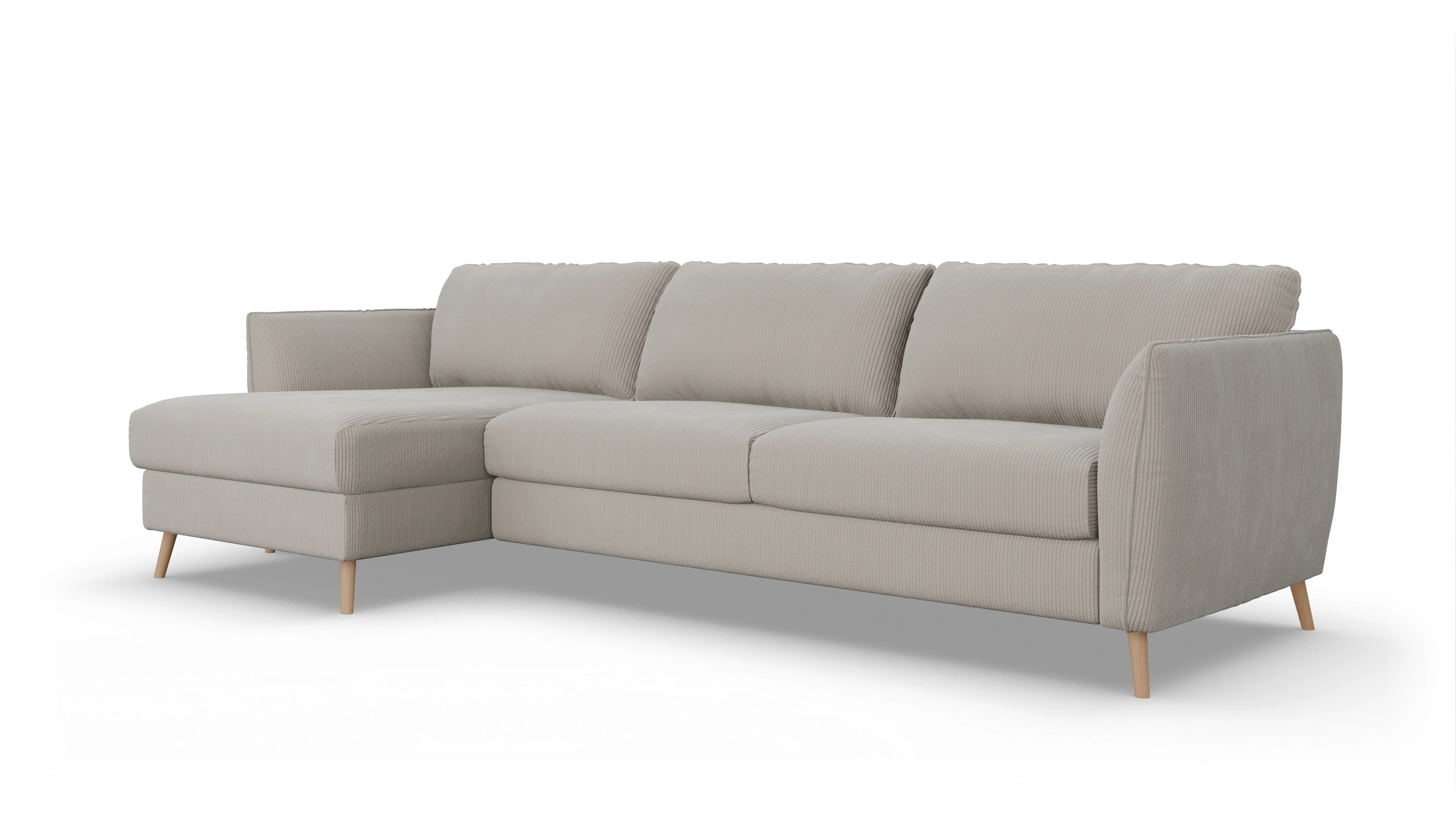 Ansicht des Produktes Eriksen Sofa mit Rec links in Cord grau