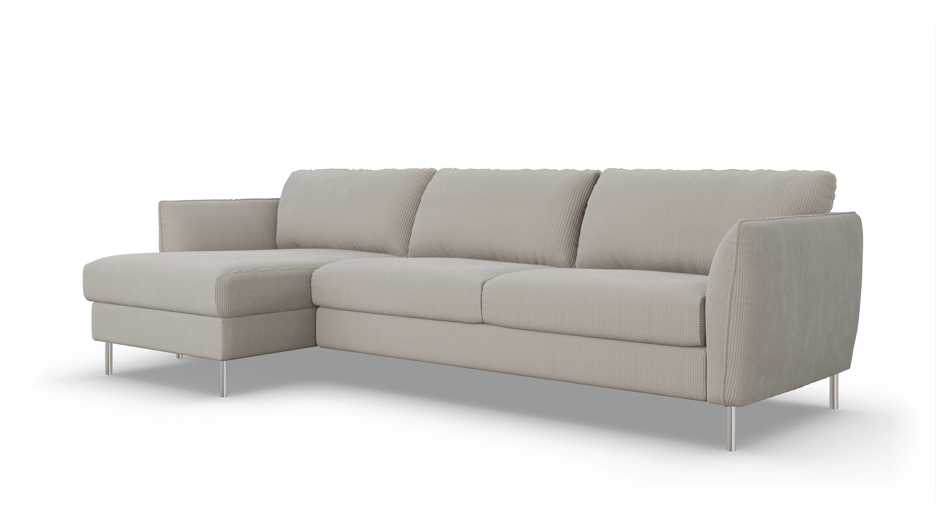 Ansicht des Produktes Eriksen Sofa mit Rec links in Cord grau