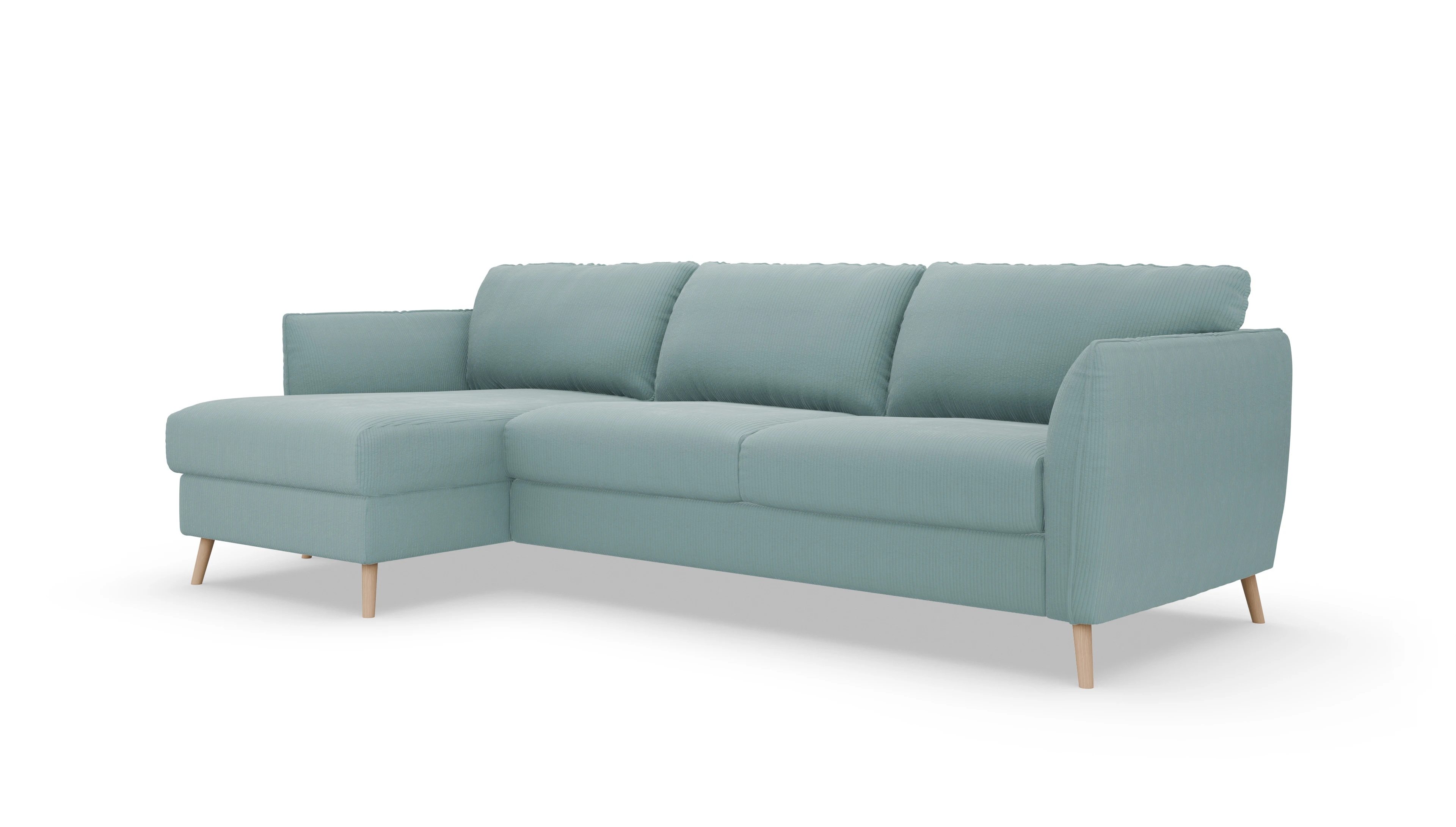 Ansicht des Produktes Eriksen Sofa mit Rec links in Cord blau