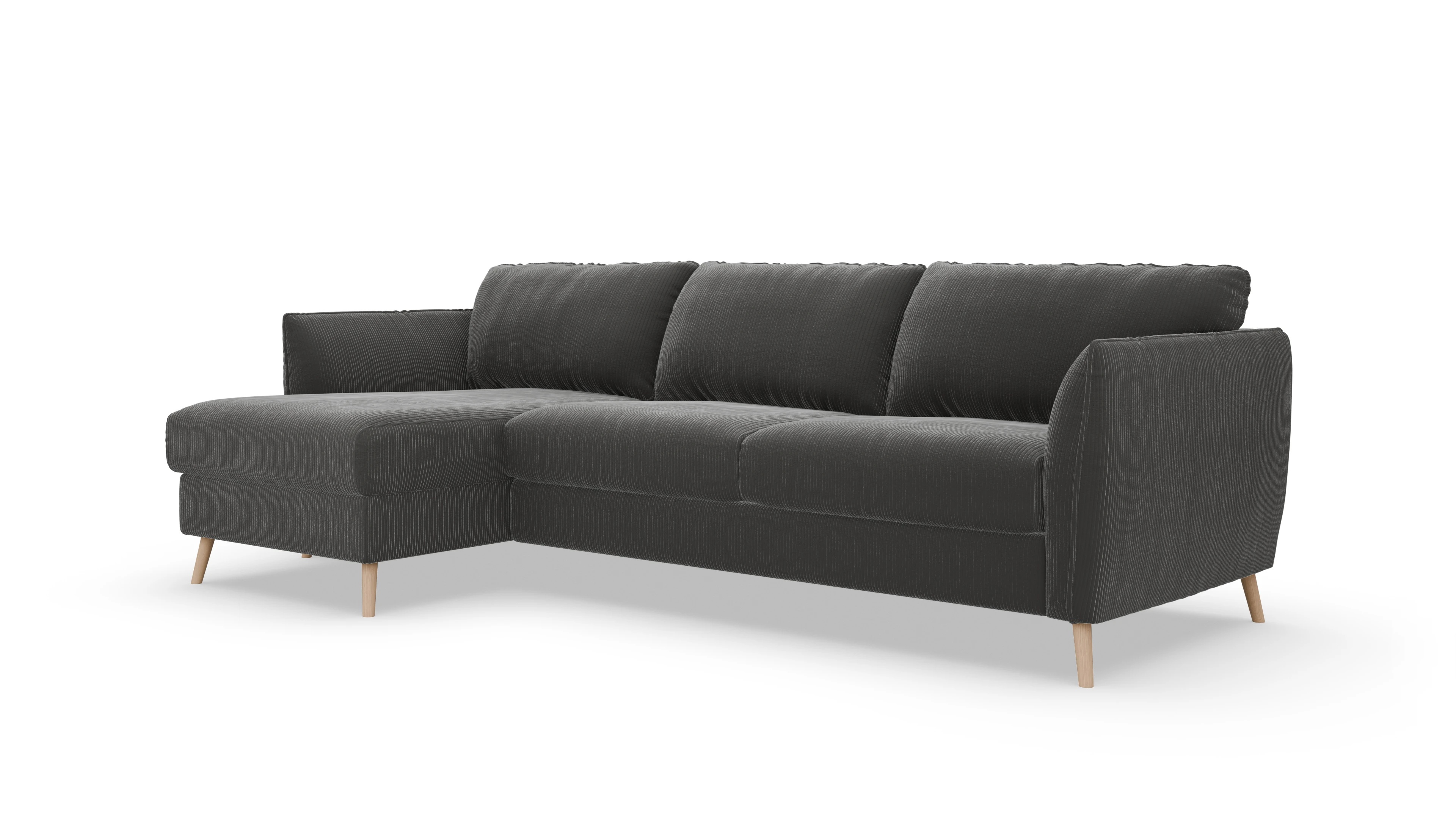 Ansicht des Produktes Eriksen Sofa mit Rec links in Cord grau