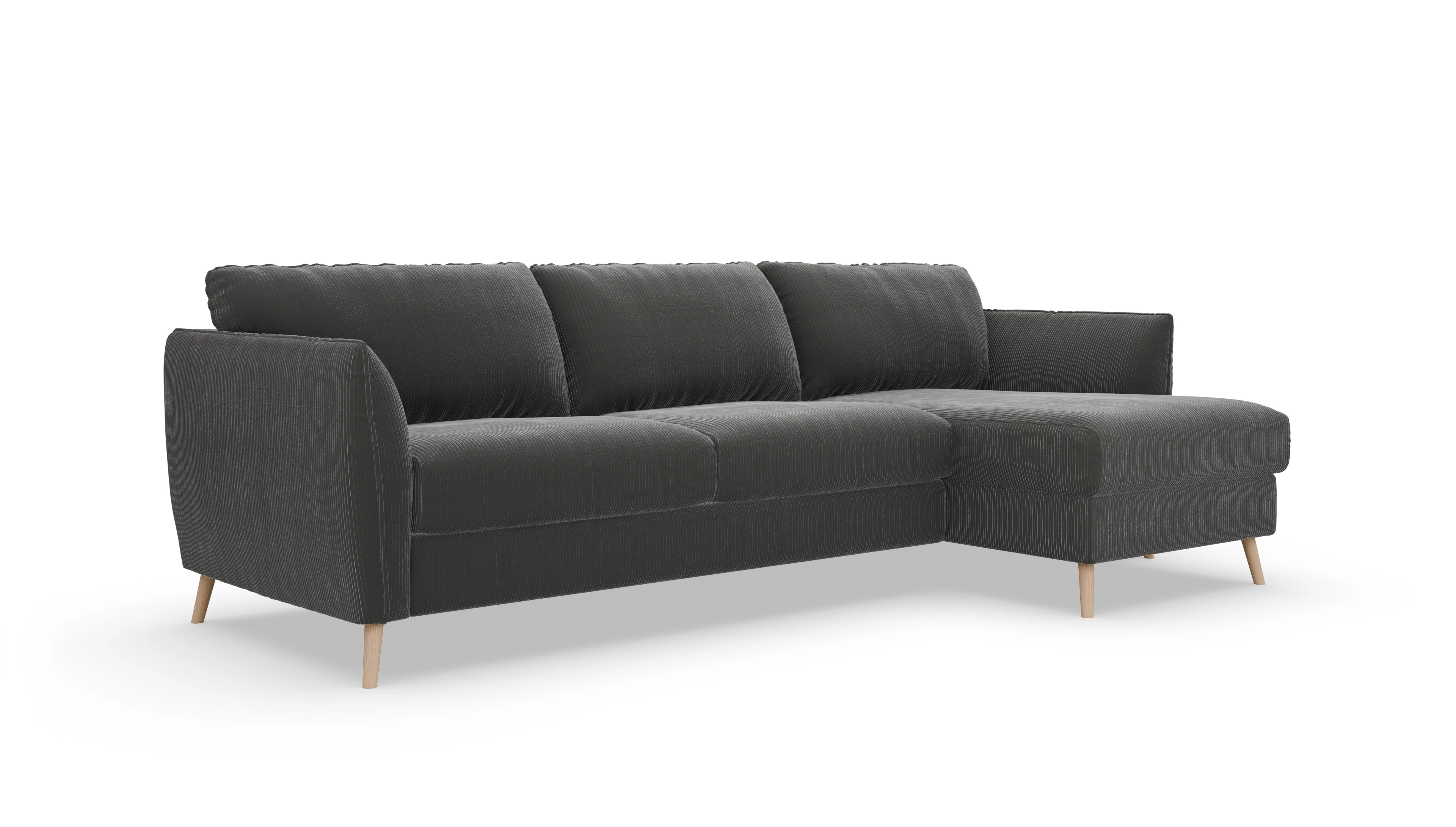 Ansicht des Produktes Eriksen Sofa mit Rec rechts in Cord grau