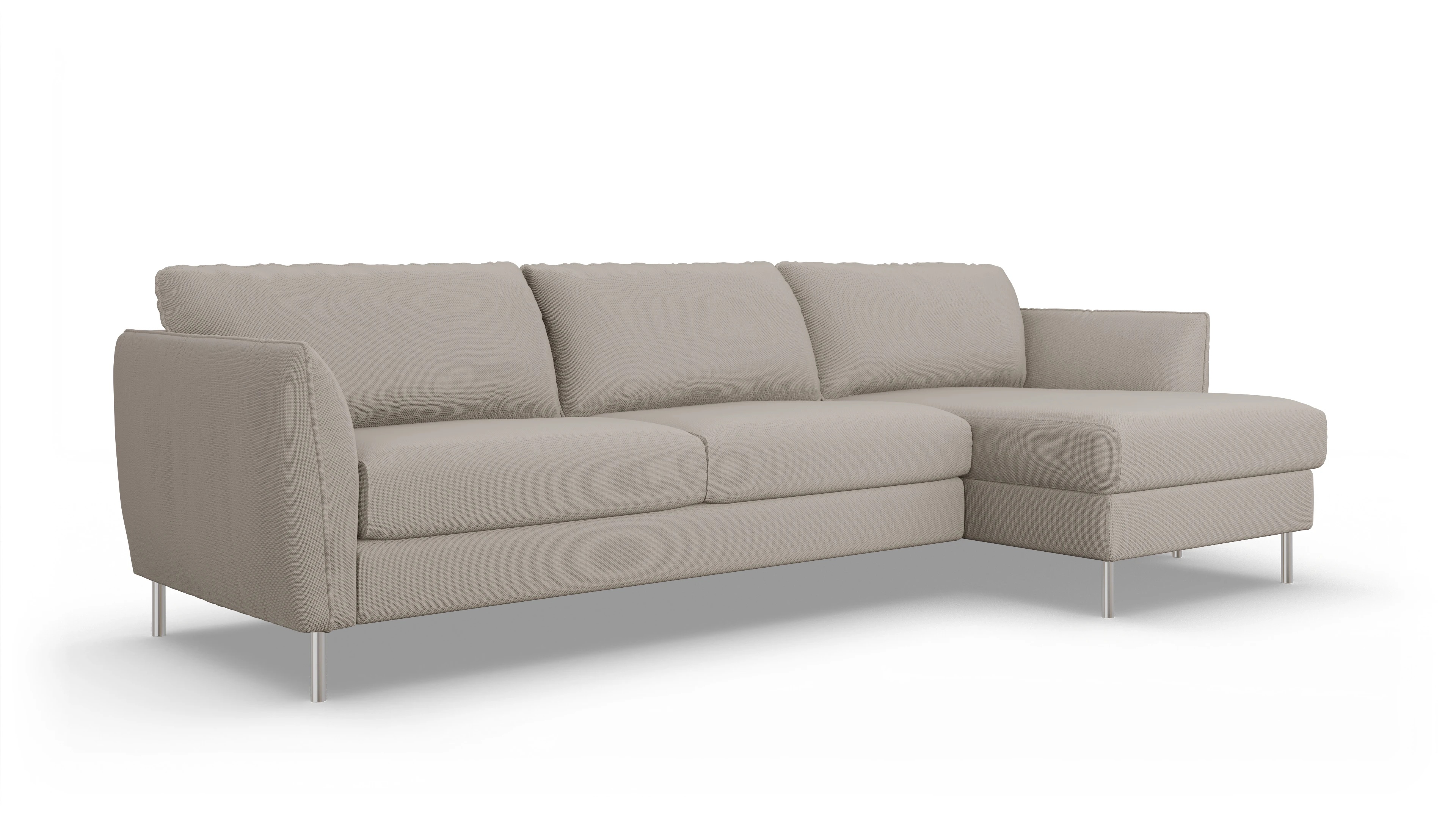 Schlafsofa Eriksen Ansicht des Produktes Eriksen Sofa mit Rec rechts in Stoff beige