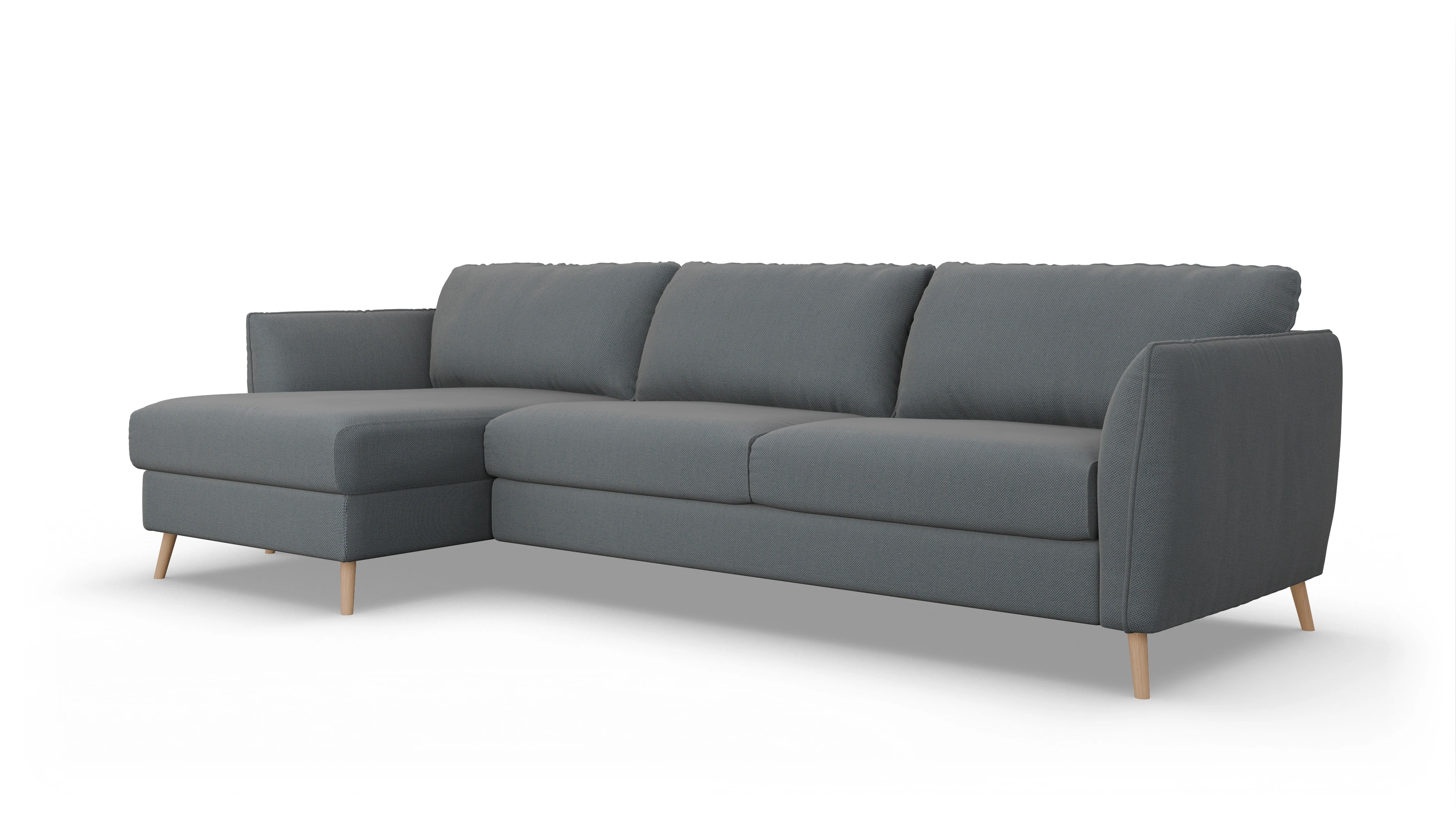 Ansicht des Produktes Eriksen Sofa mit Rec links in Stoff blau