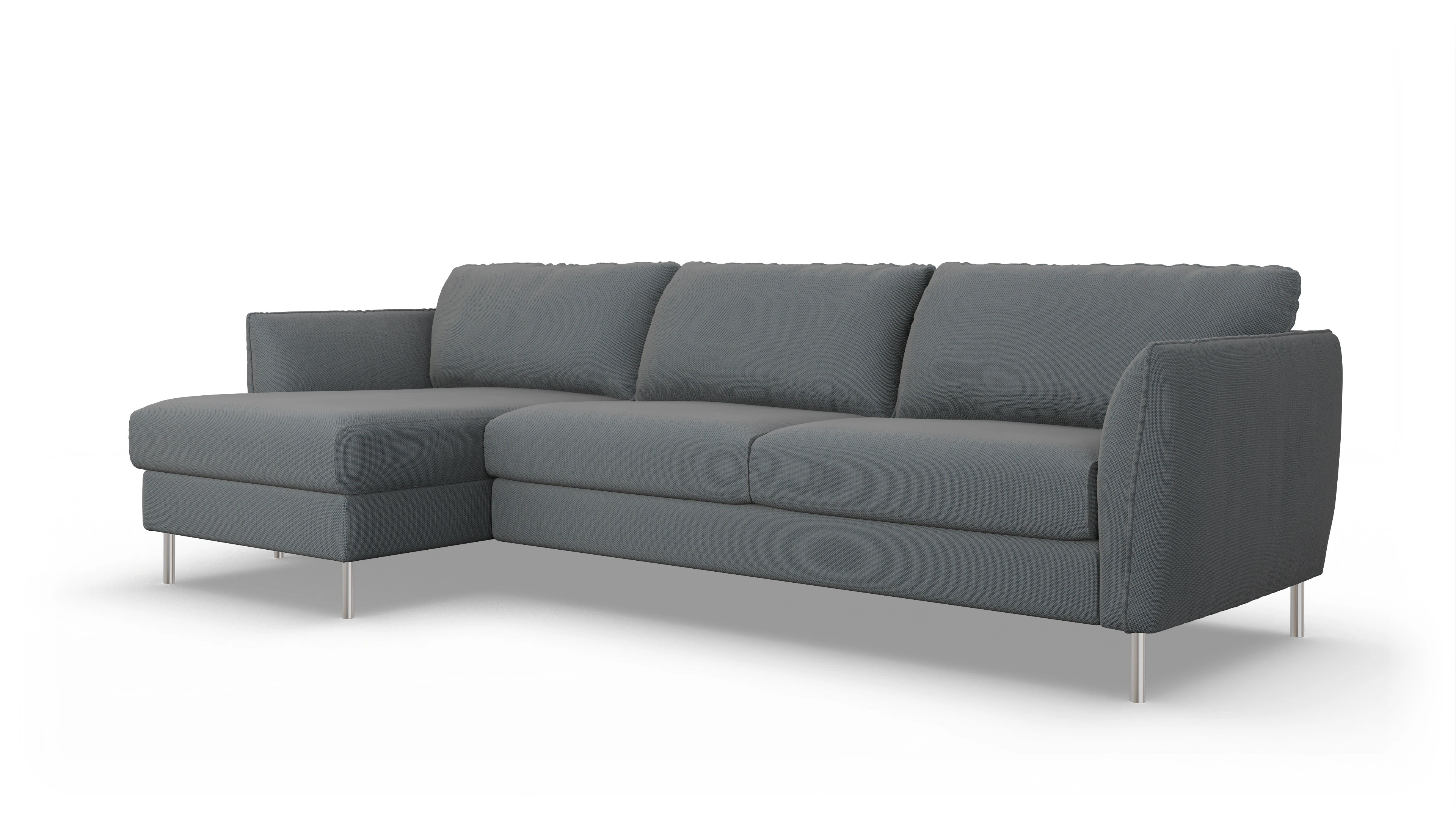 Schlafsofa Eriksen Ansicht des Produktes Eriksen Sofa mit Rec links in Stoff blau