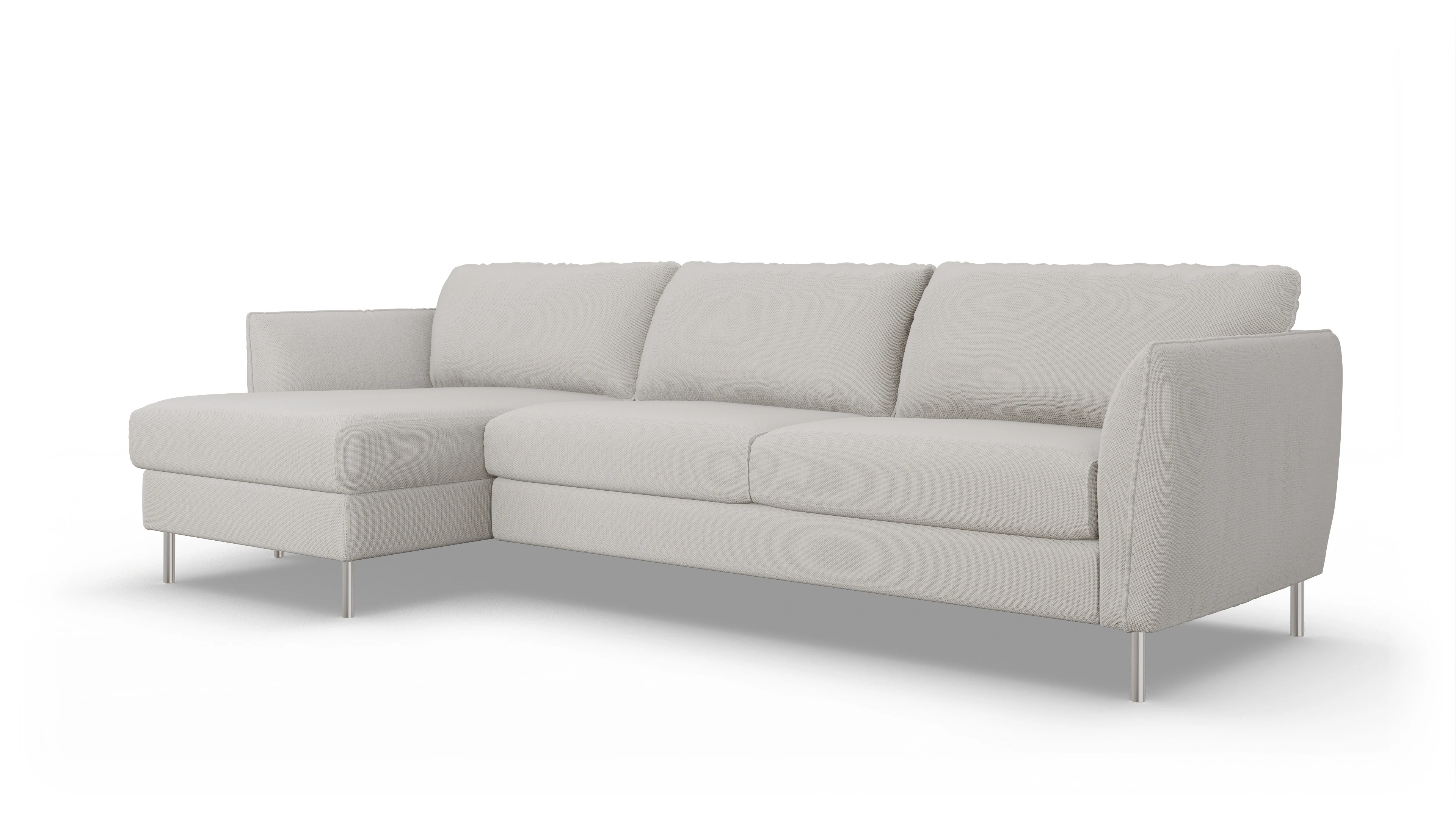 Schlafsofa Eriksen Ansicht des Produktes Eriksen Sofa mit Rec links in Stoff weiß
