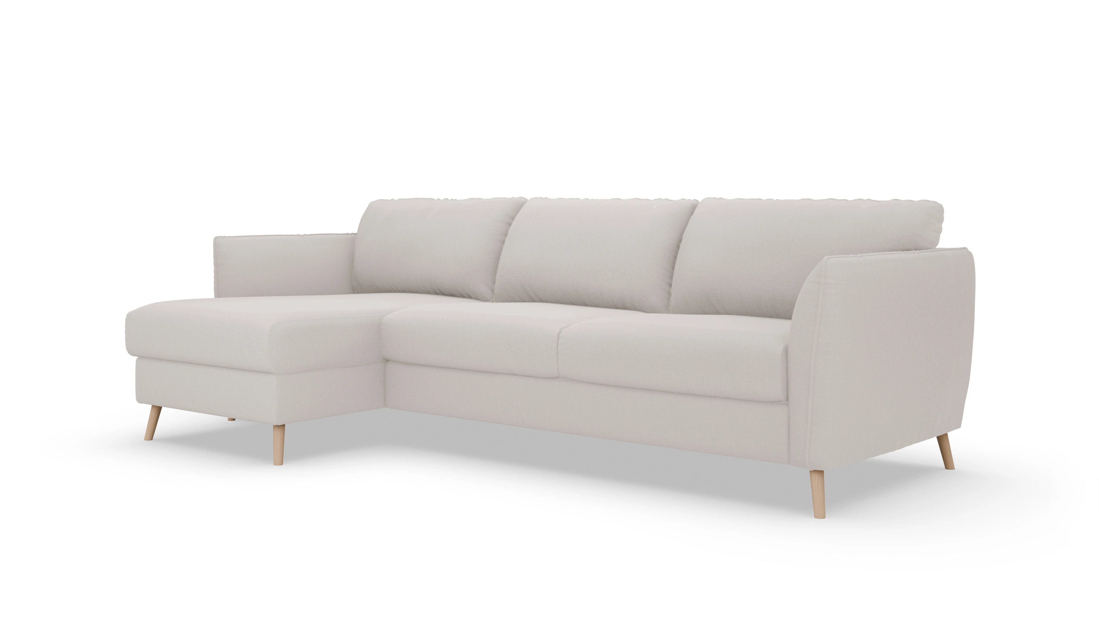 Schlafsofa Eriksen Ansicht des Produktes Eriksen Sofa mit Rec links in Stoff beige