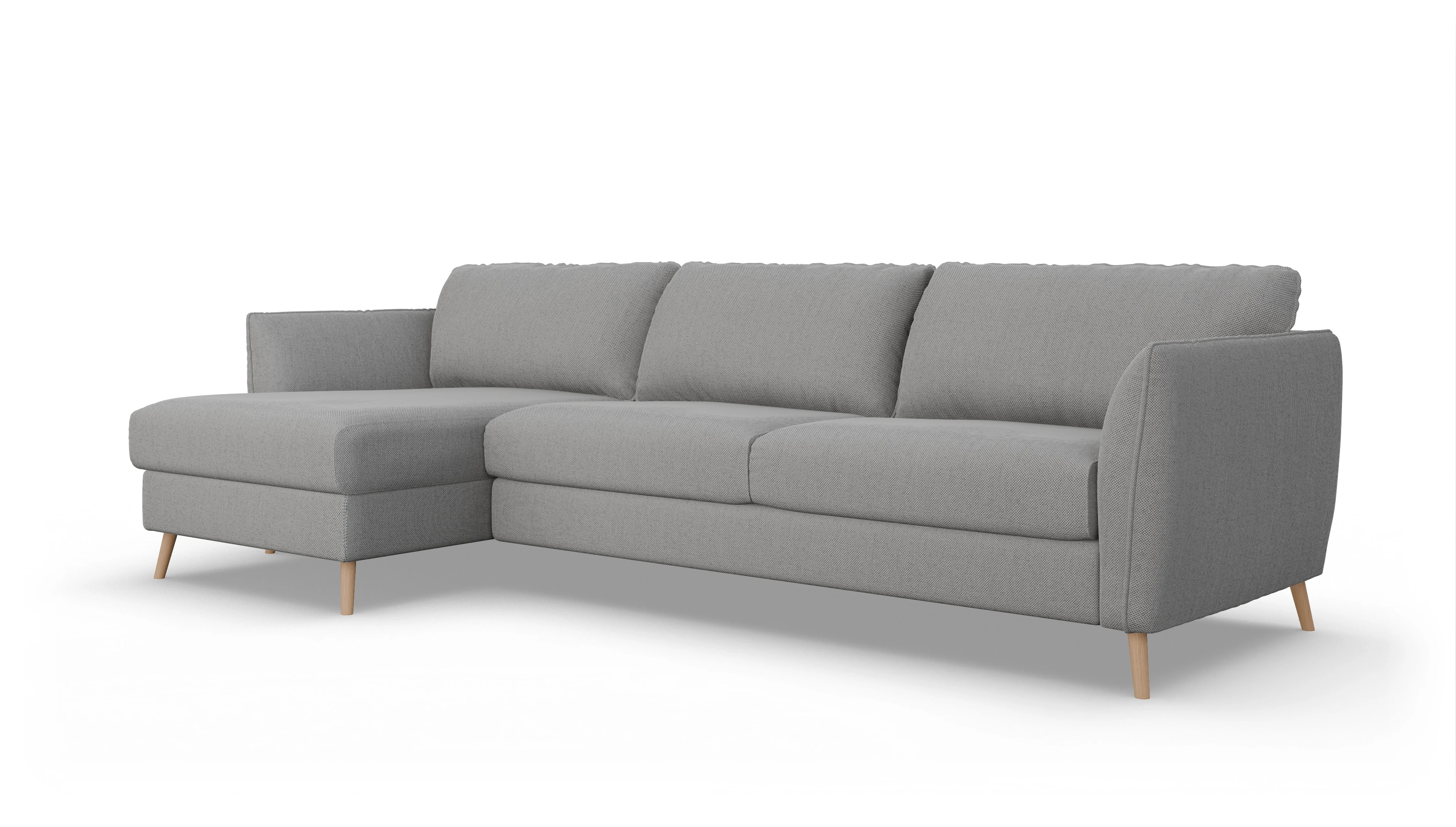 Schlafsofa Eriksen Ansicht des Produktes Eriksen Sofa mit Rec links in Stoff grau