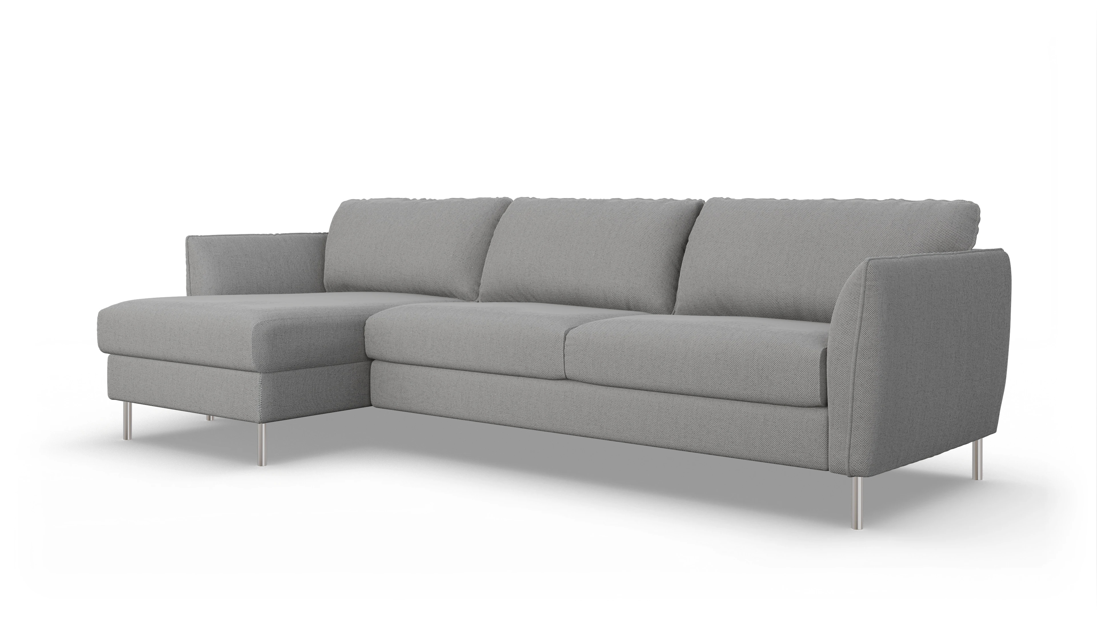 Schlafsofa Eriksen Ansicht des Produktes Eriksen Sofa mit Rec links in Stoff grau