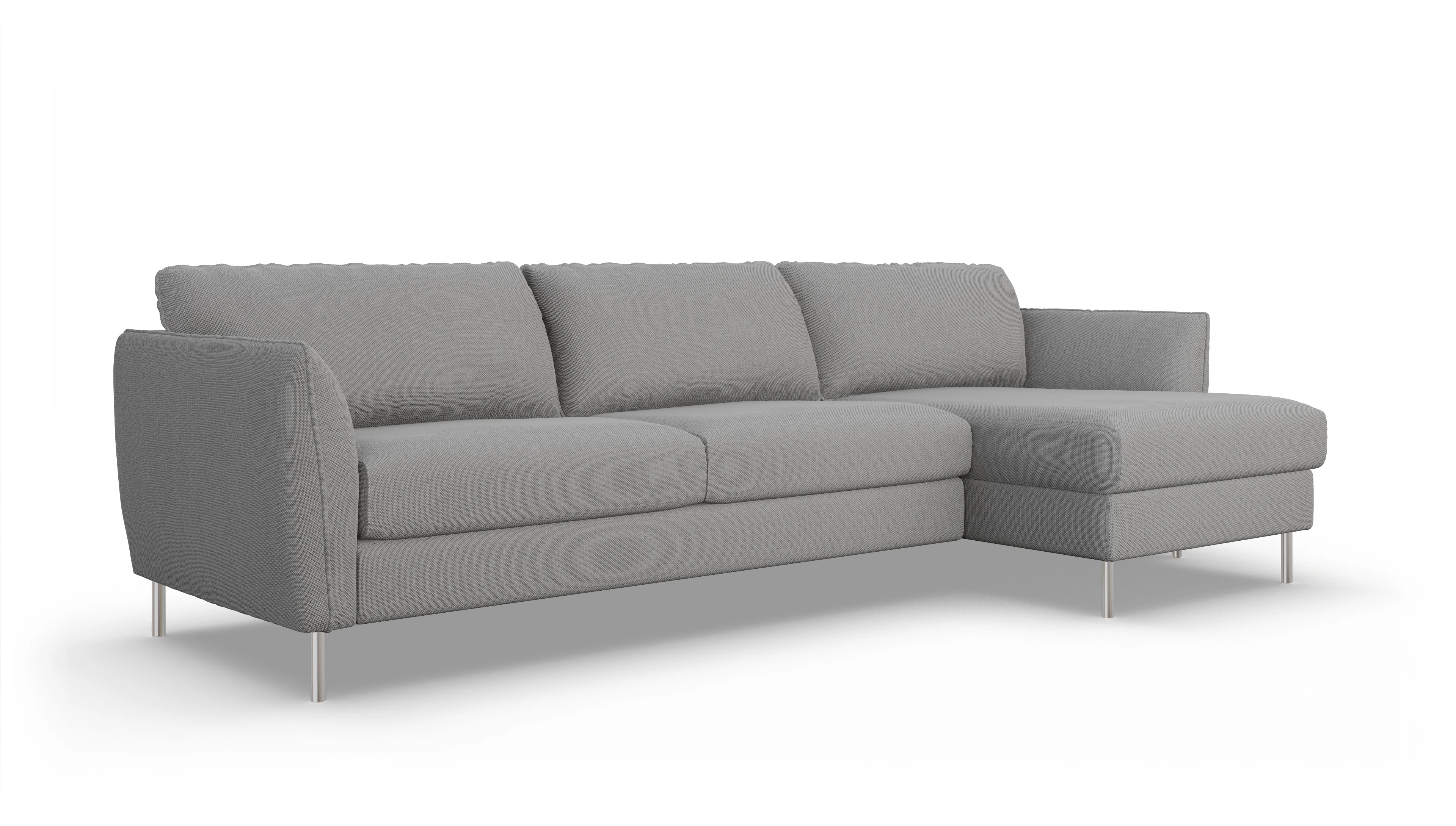 Ansicht des Produktes Eriksen Sofa mit Rec rechts in Stoff grau