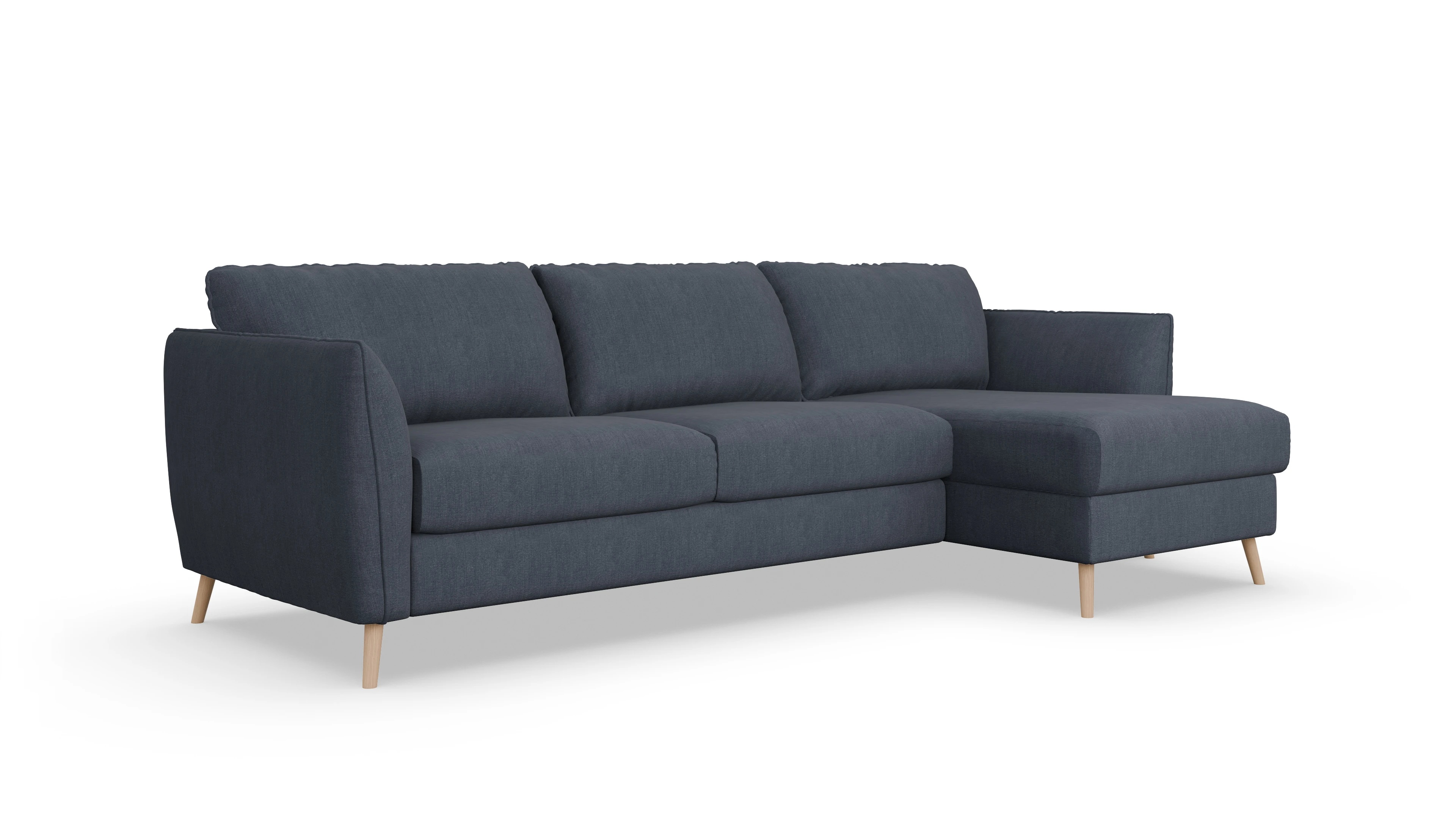 Ansicht des Produktes Eriksen Sofa mit Rec rechts in Stoff blau