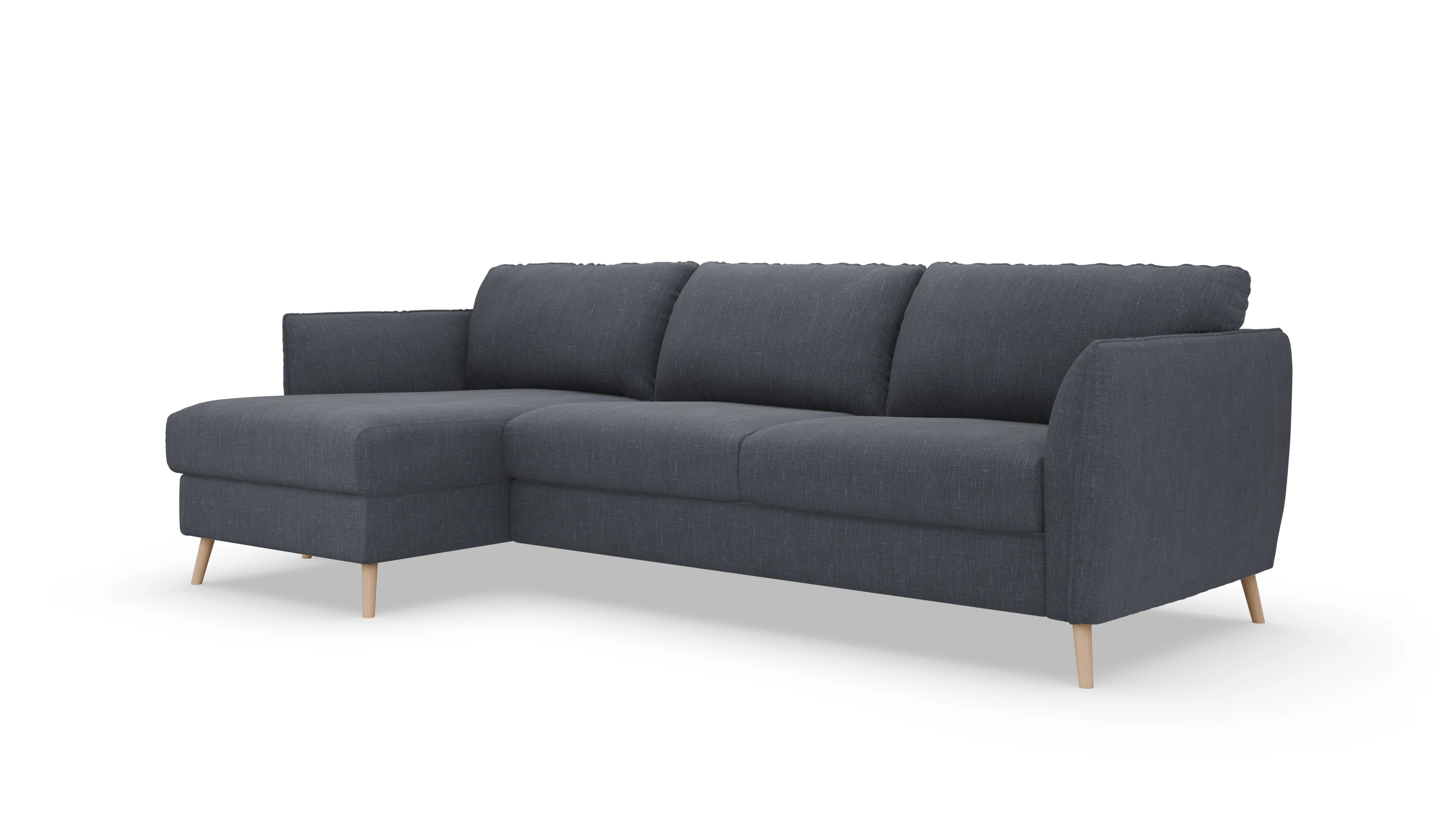 Ansicht des Produktes Eriksen Sofa mit Rec links in Stoff blau