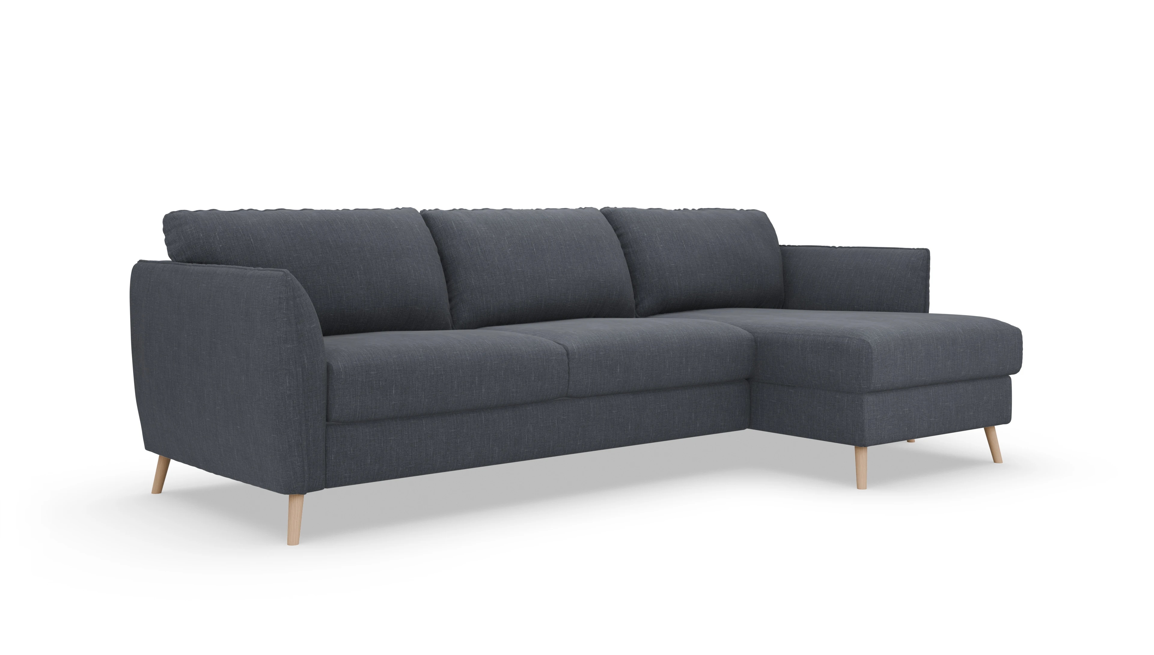 Schlafsofa Eriksen Ansicht des Produktes Eriksen Sofa mit Rec rechts in Stoff blau