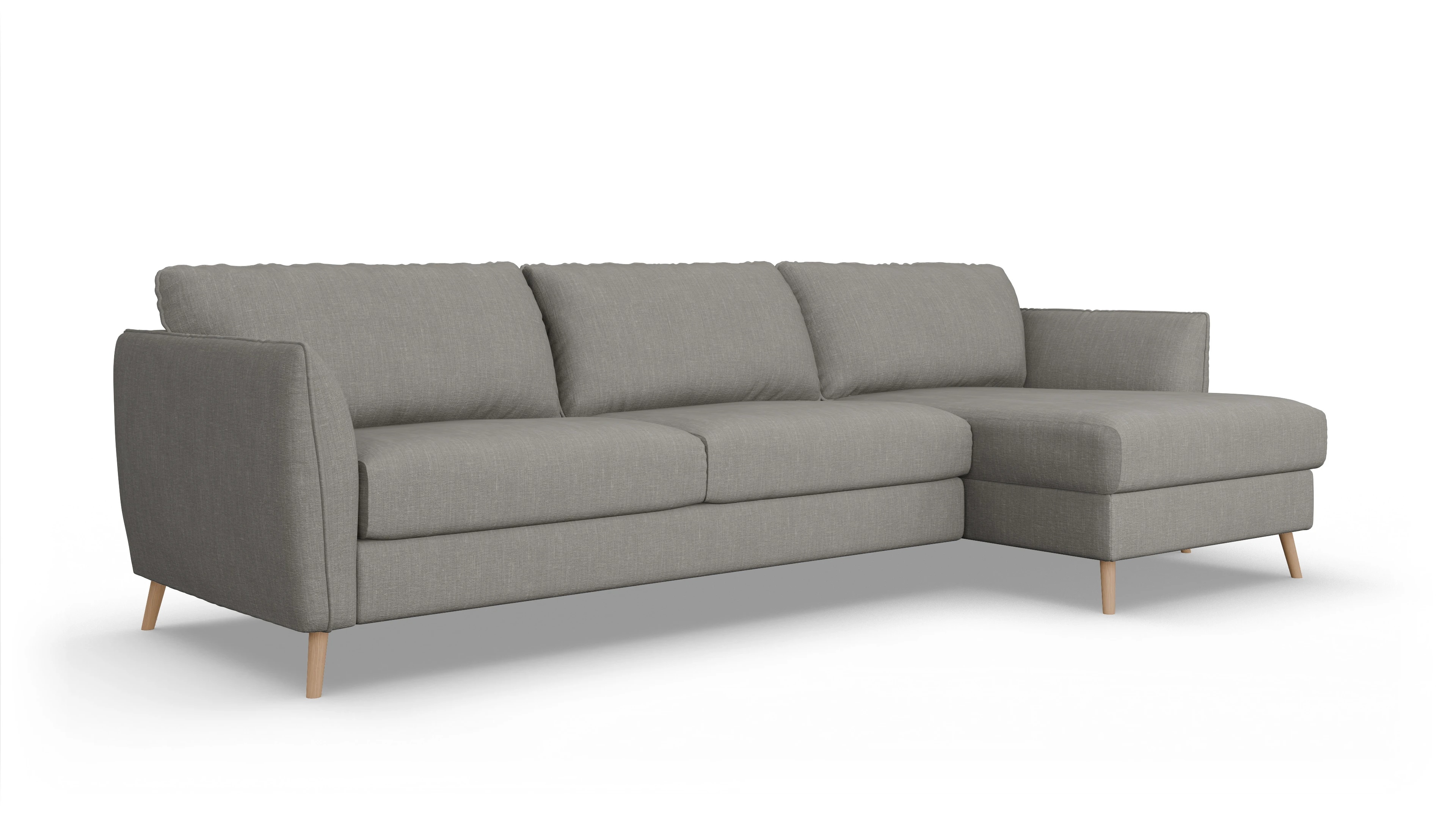 Ansicht des Produktes Eriksen Sofa mit Rec rechts in Stoff grau