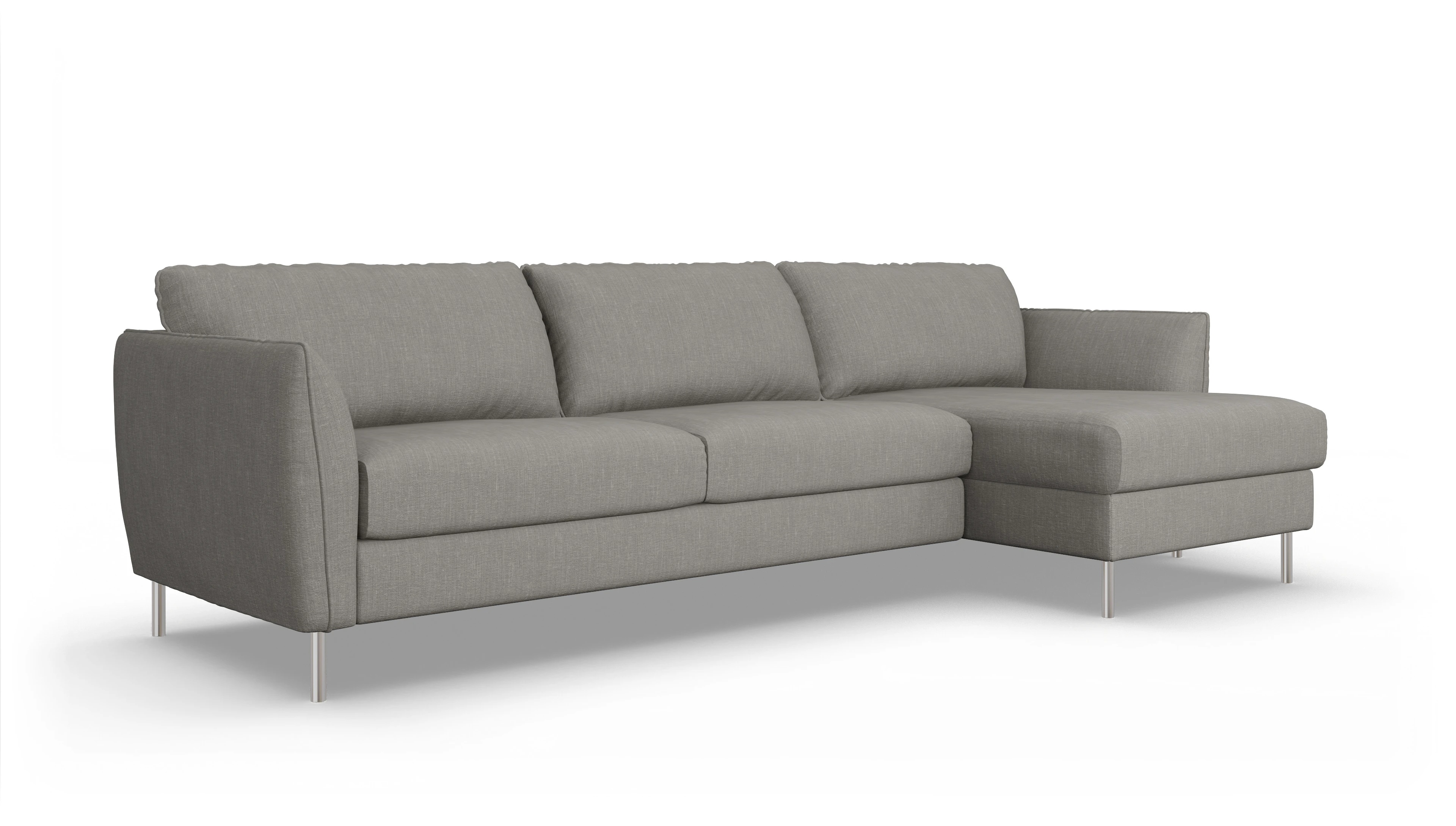 Ansicht des Produktes Eriksen Sofa mit Rec rechts in Stoff grau