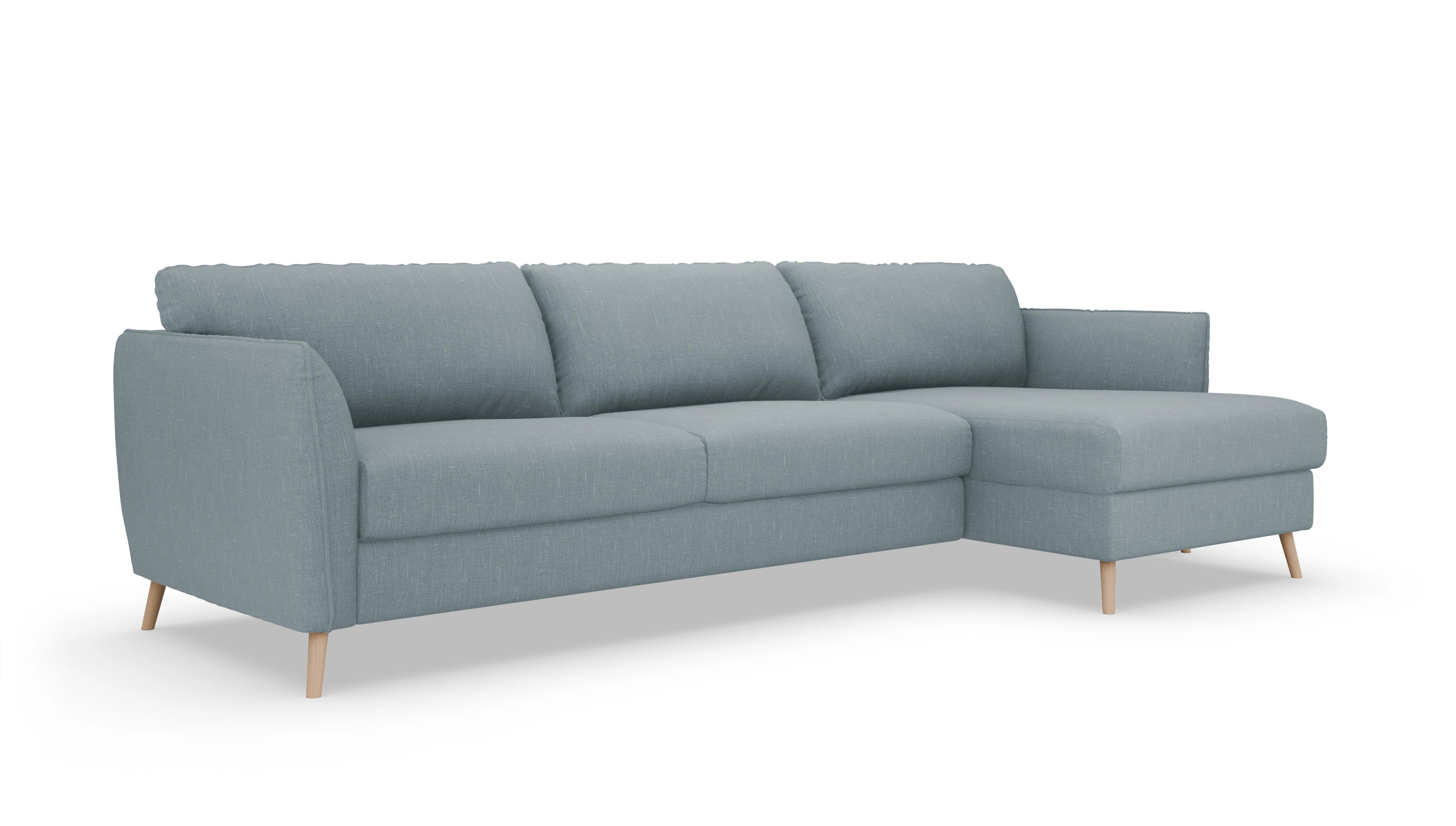 Ansicht des Produktes Eriksen Sofa mit Rec rechts in Stoff blau
