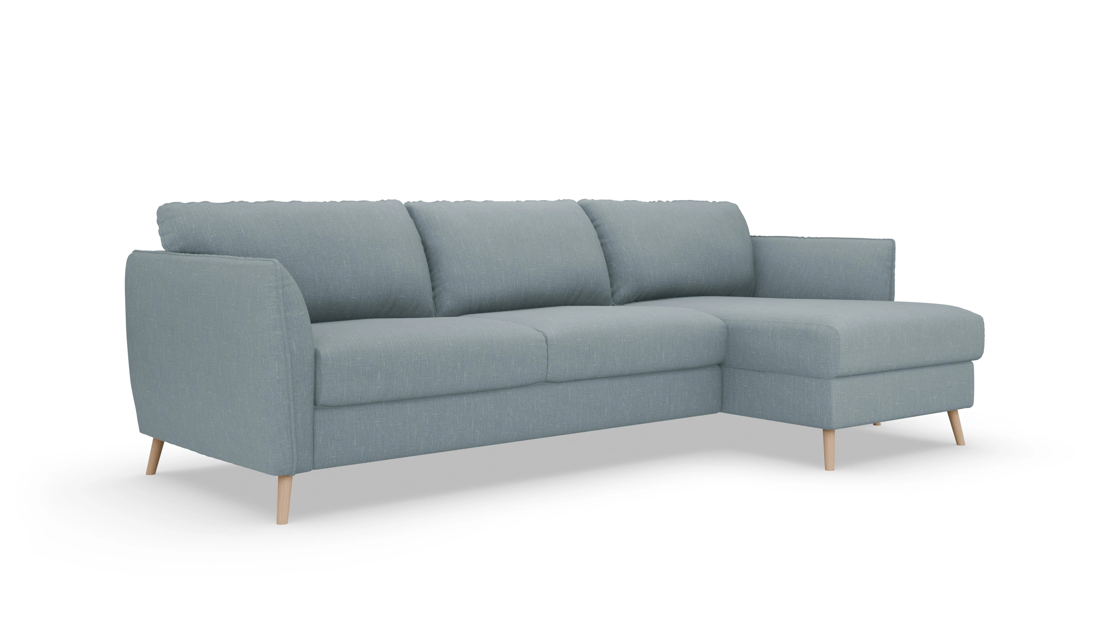 Ansicht des Produktes Eriksen Sofa mit Rec rechts in Stoff blau