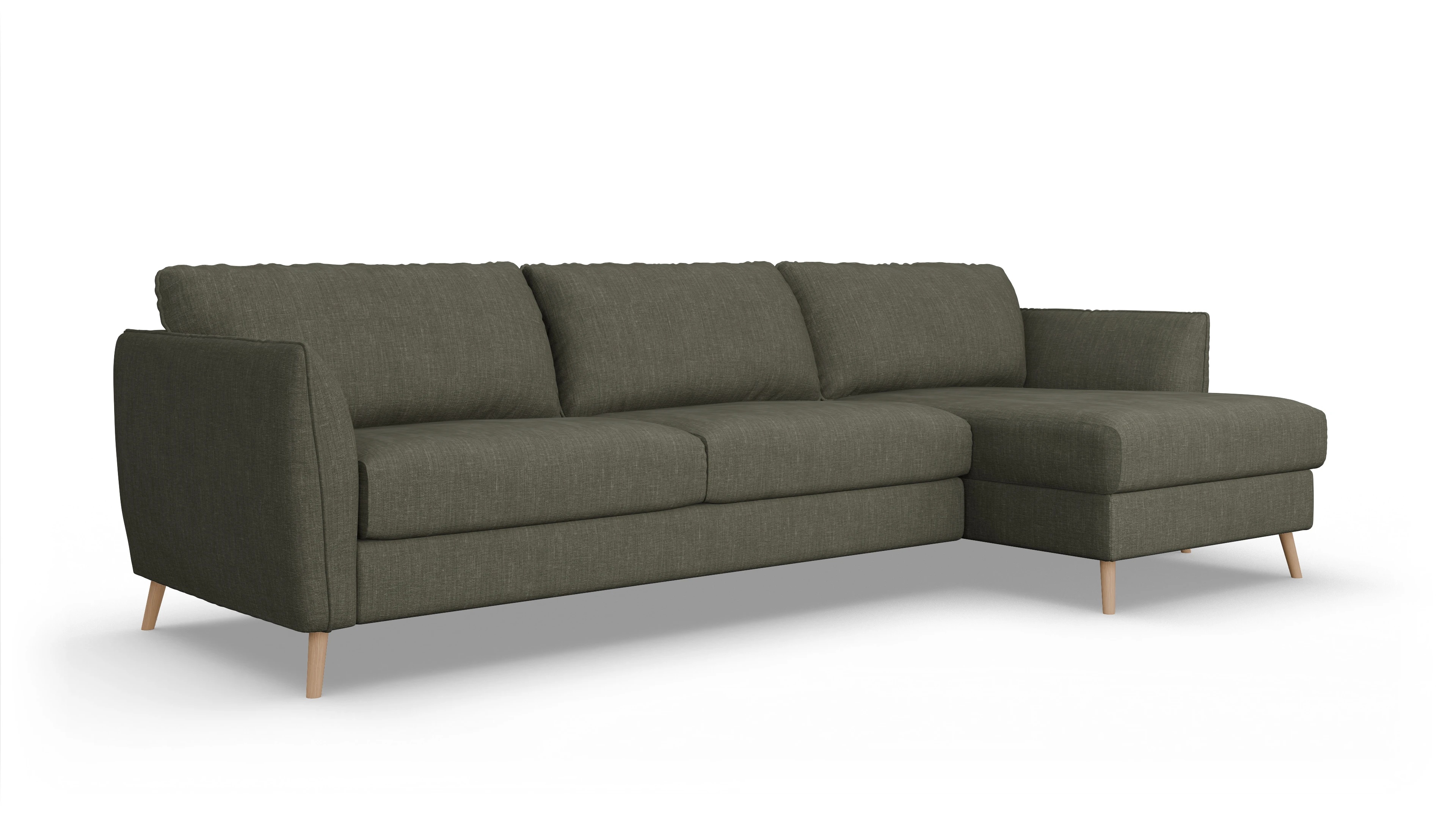 Ansicht des Produktes Eriksen Sofa mit Rec rechts in Stoff braun