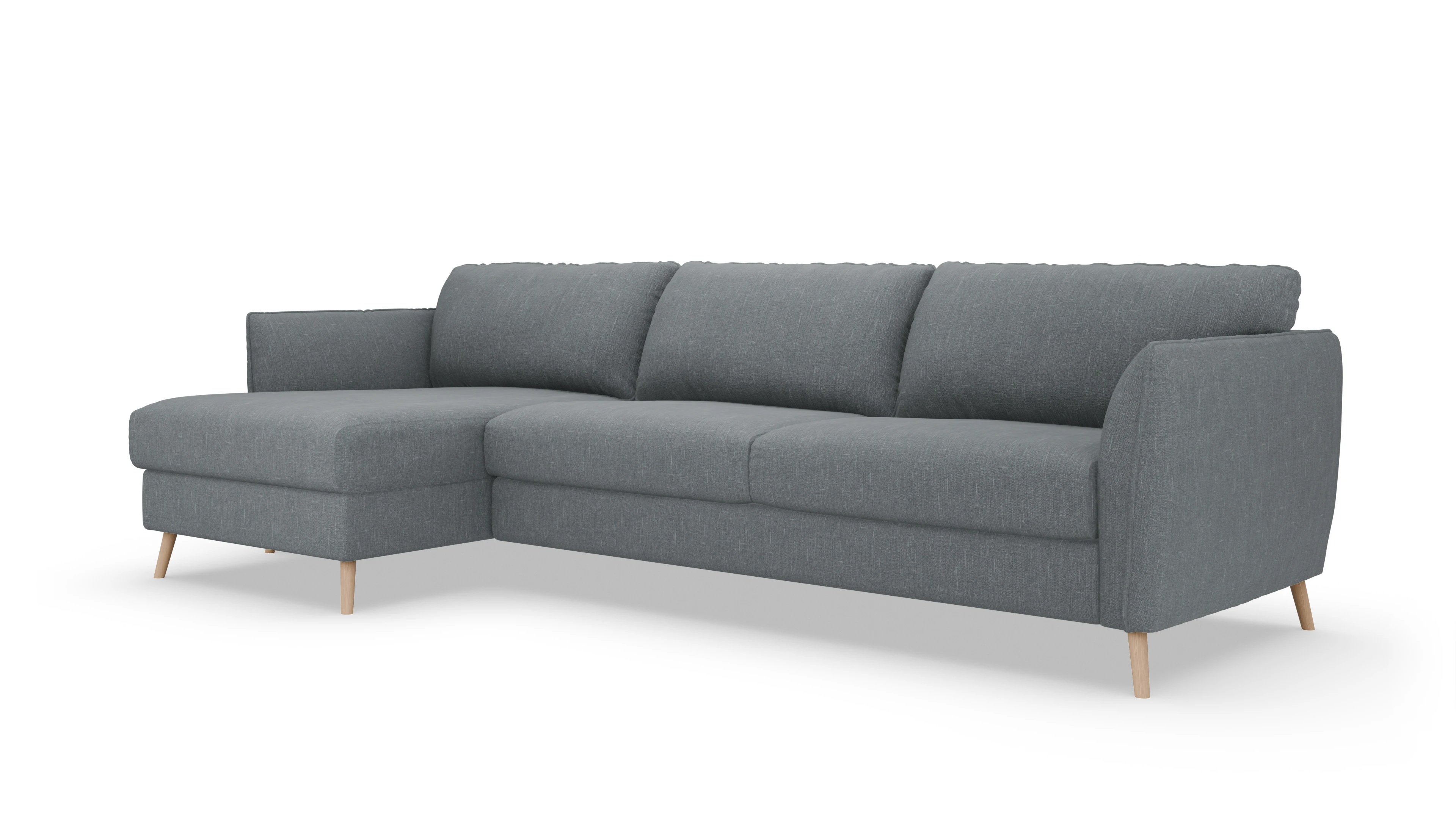 Schlafsofa Eriksen Ansicht des Produktes Eriksen Sofa mit Rec links in Stoff grau