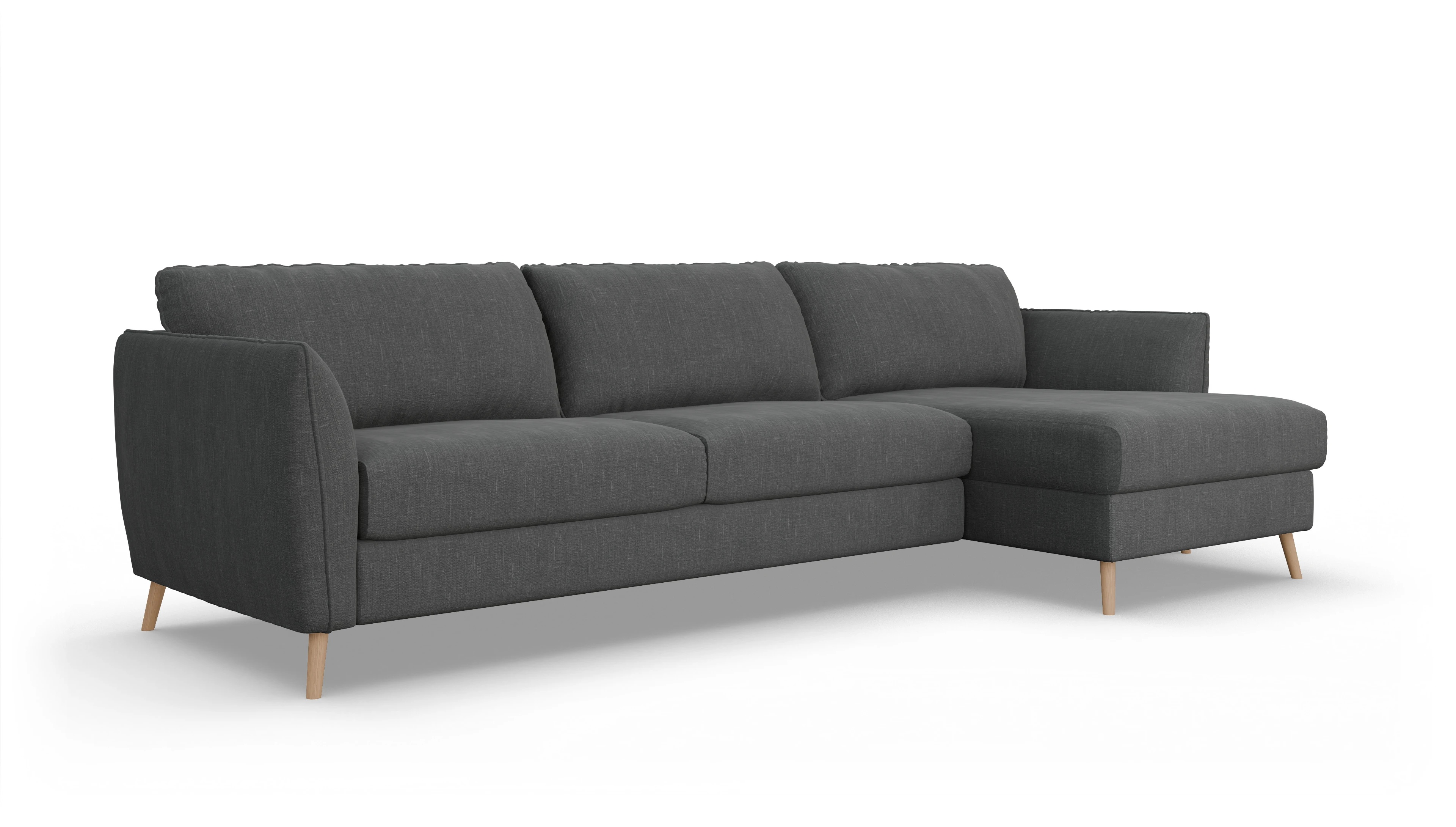 Ansicht des Produktes Eriksen Sofa mit Rec rechts in Stoff grau