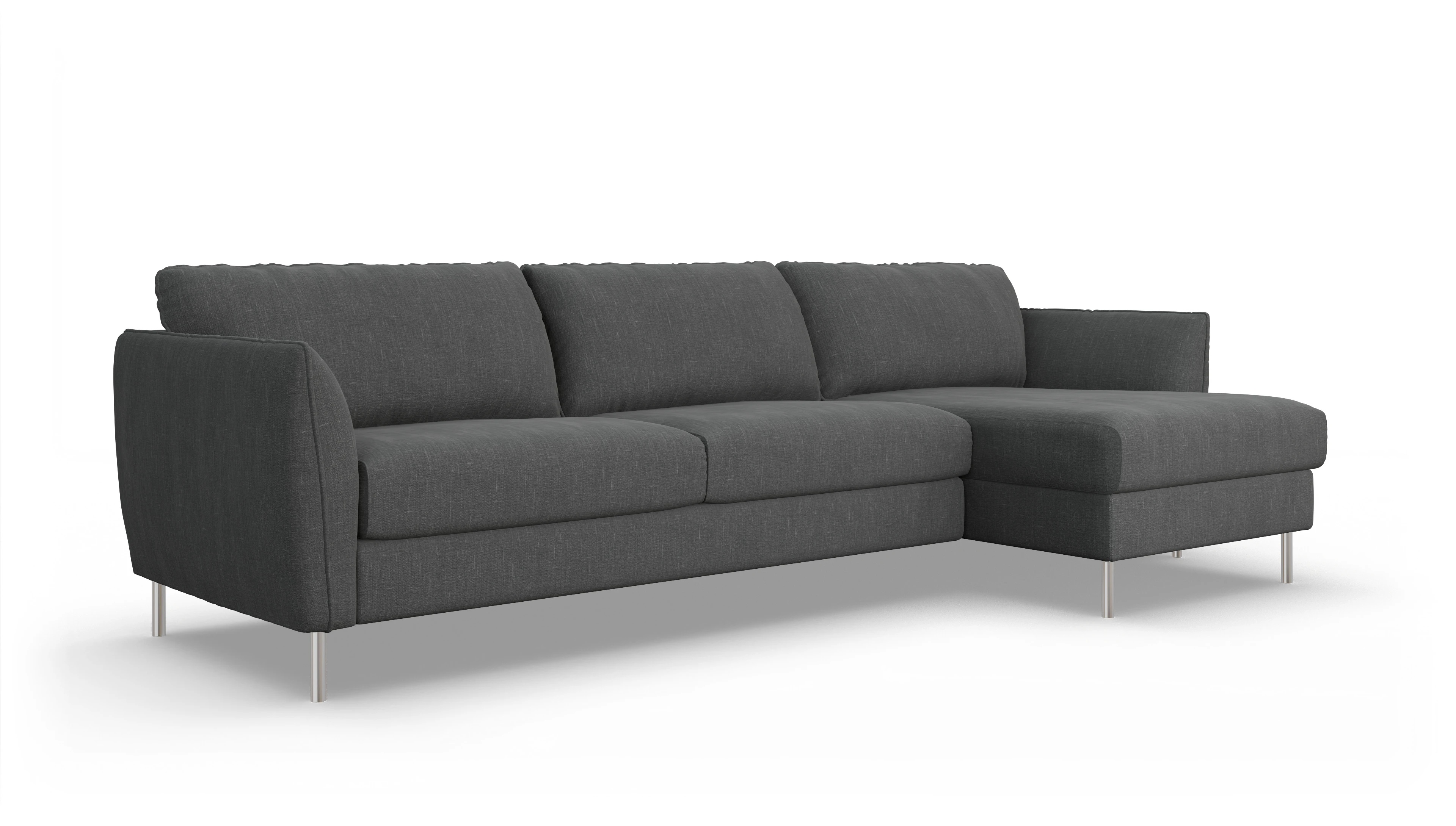 Ansicht des Produktes Eriksen Sofa mit Rec rechts in Stoff grau