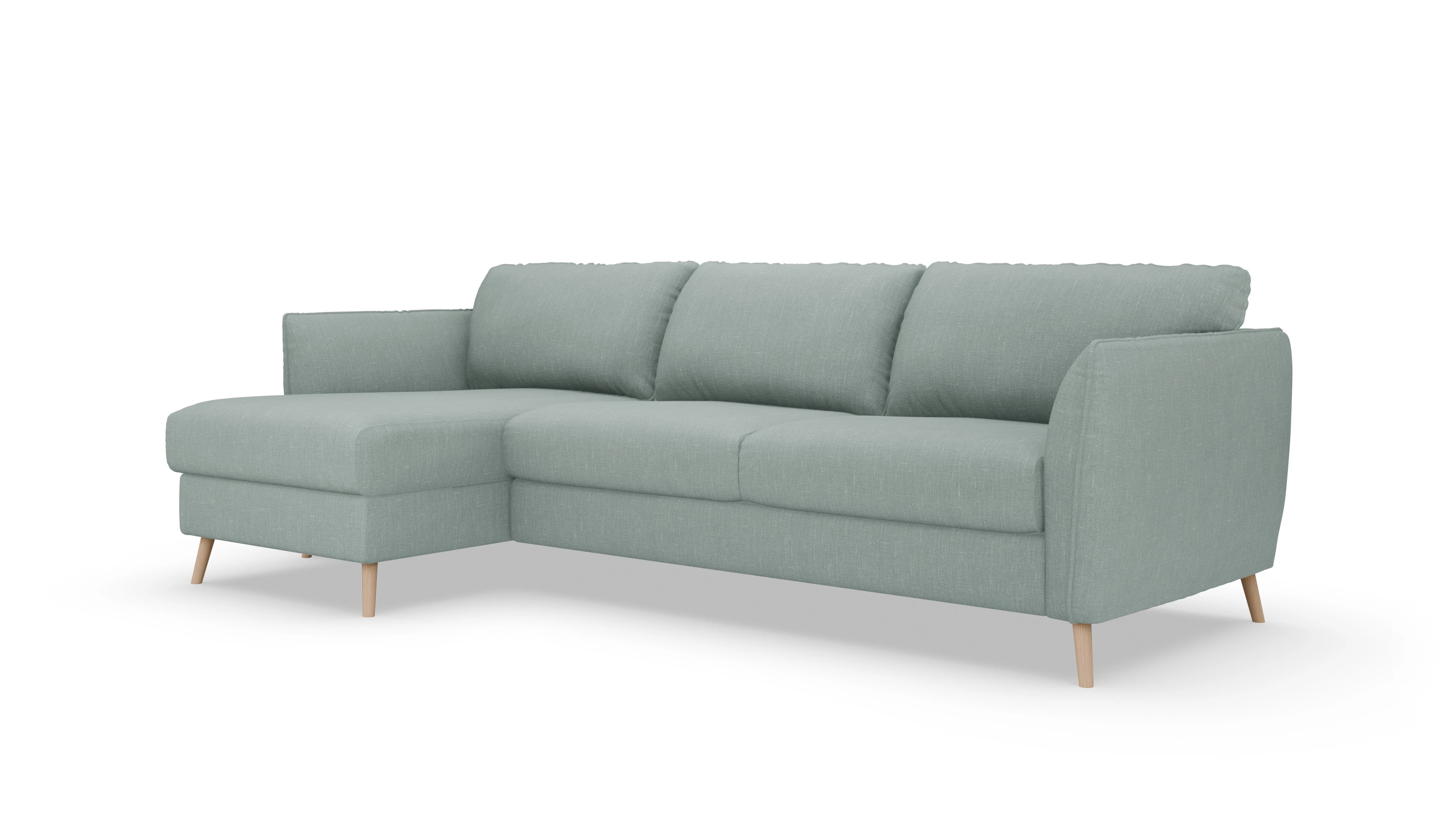 Ansicht des Produktes Eriksen Sofa mit Rec links in Stoff grün
