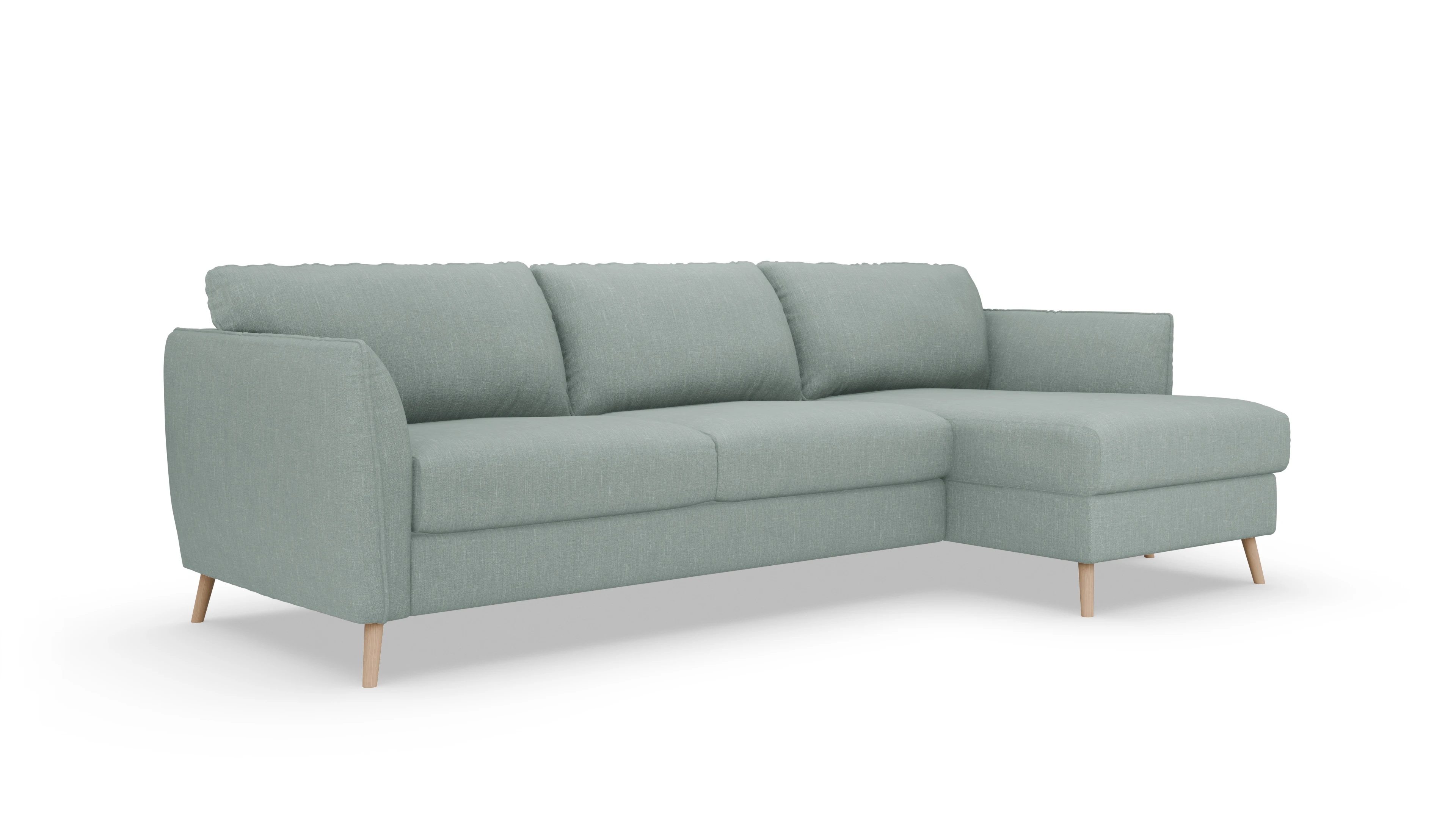 Schlafsofa Eriksen Ansicht des Produktes Eriksen Sofa mit Rec rechts in Stoff grün