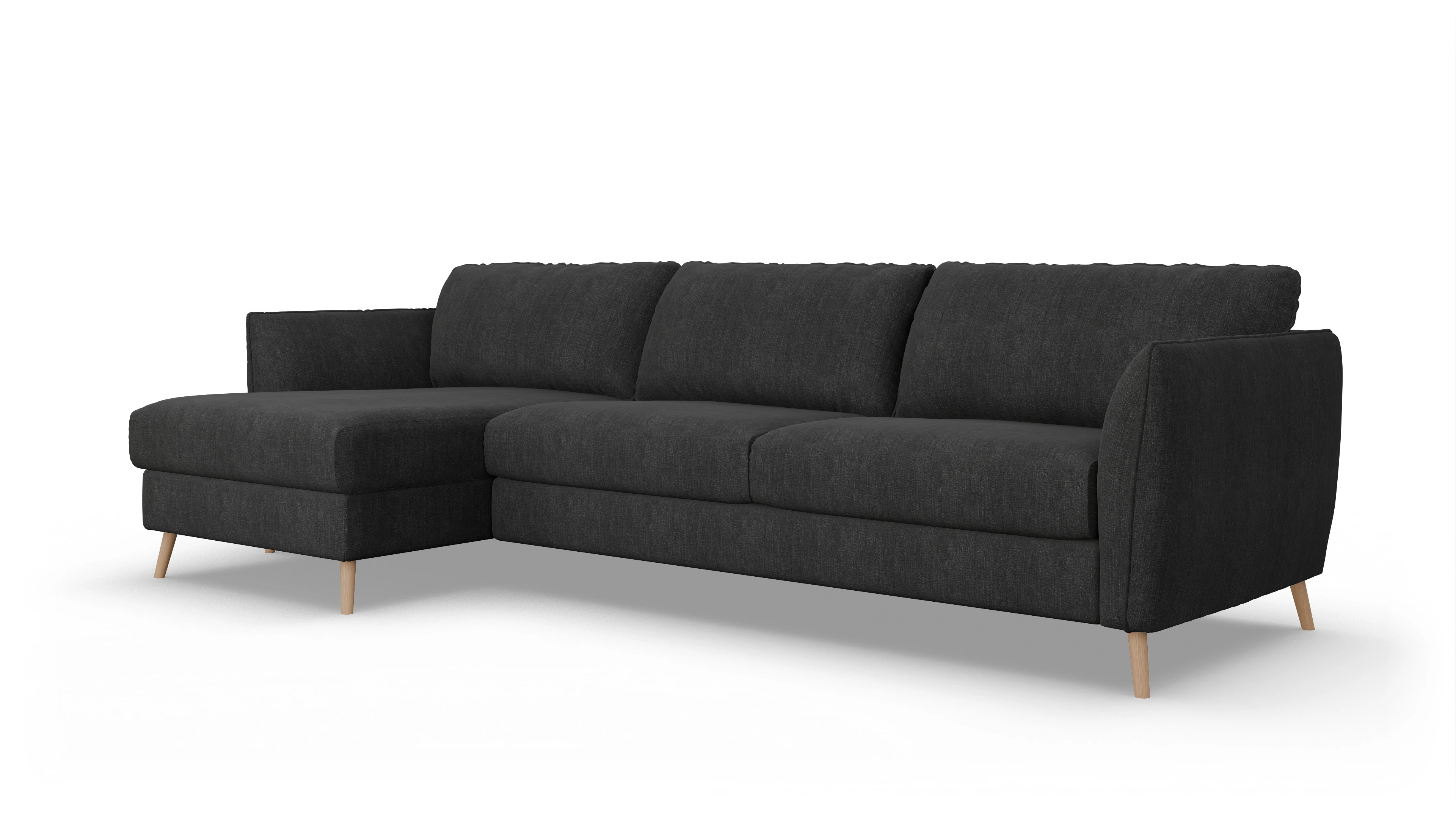 Ansicht des Produktes Eriksen Sofa mit Rec links in Stoff schwarz