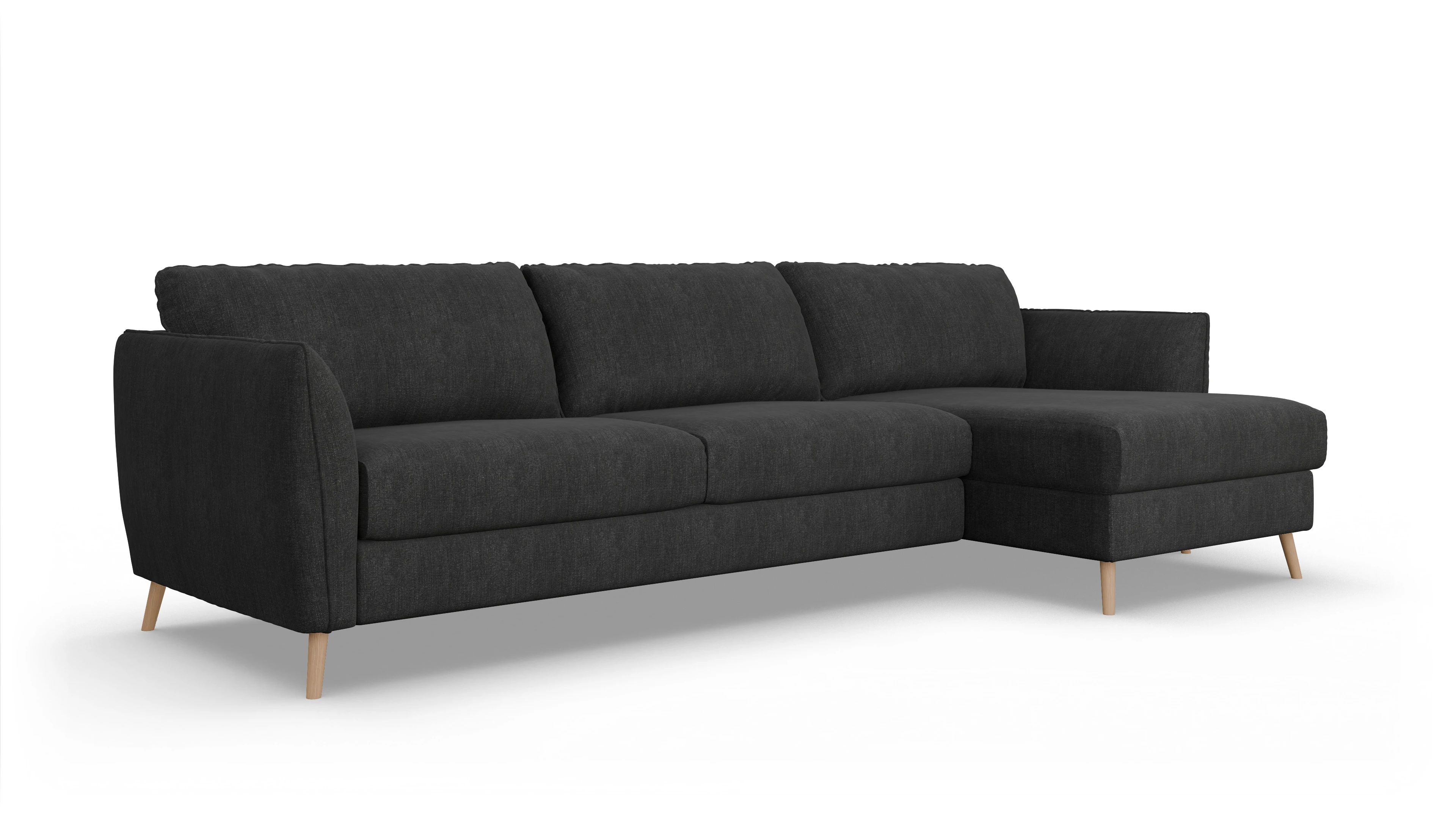Ansicht des Produktes Eriksen Sofa mit Rec rechts in Stoff schwarz