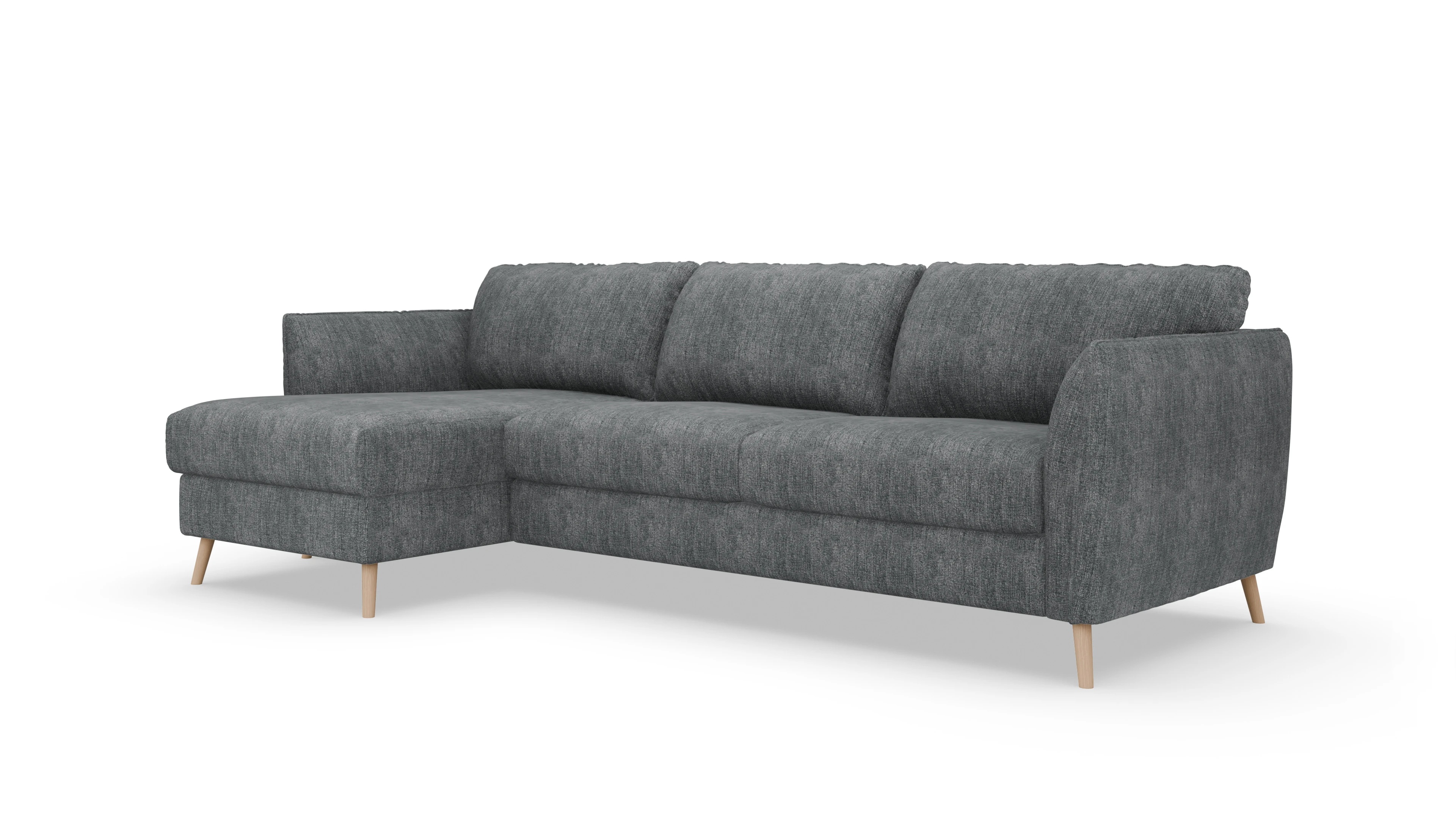 Ansicht des Produktes Eriksen Sofa mit Rec links in Stoff schwarz