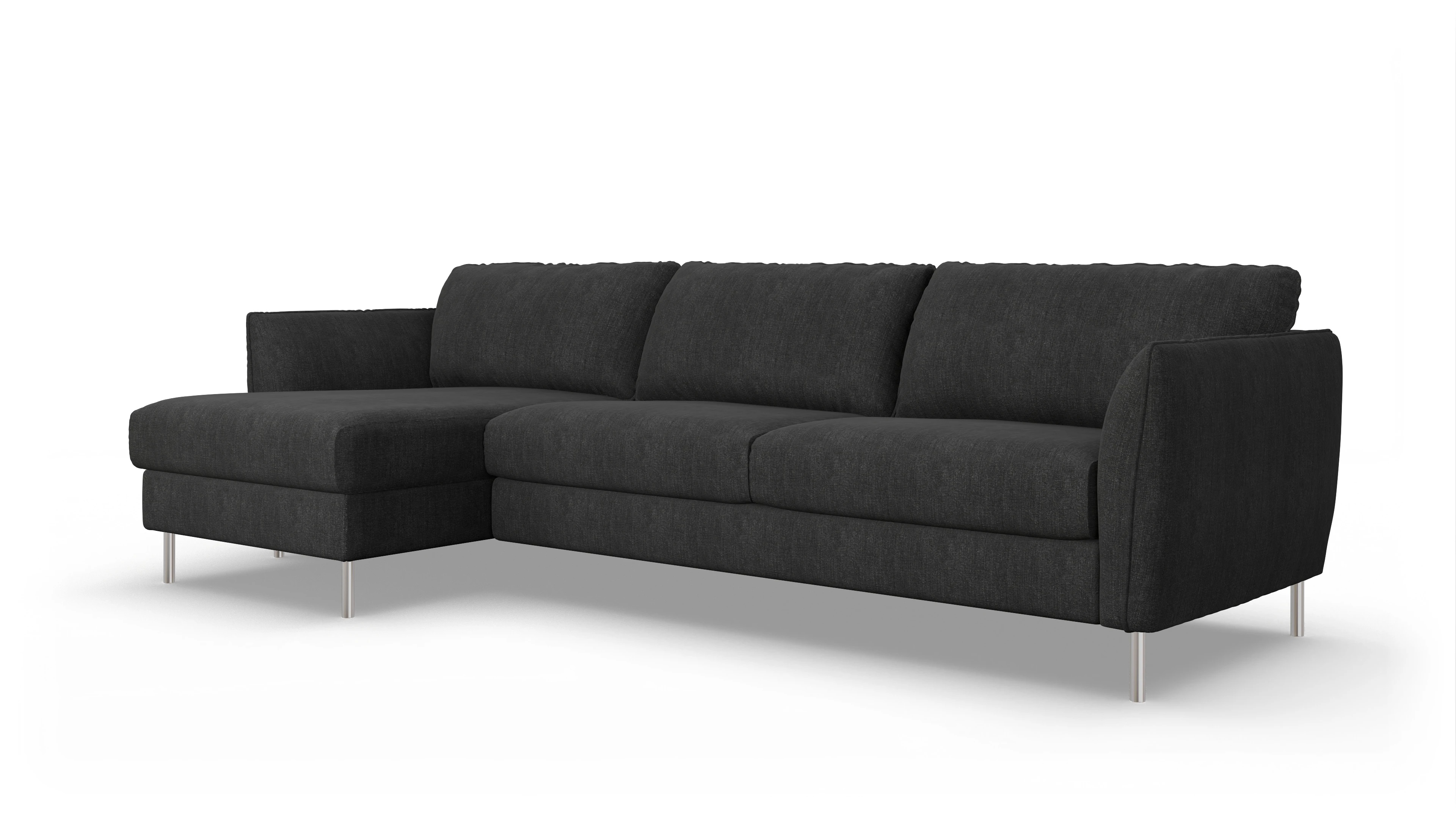 Ansicht des Produktes Eriksen Sofa mit Rec links in Stoff schwarz