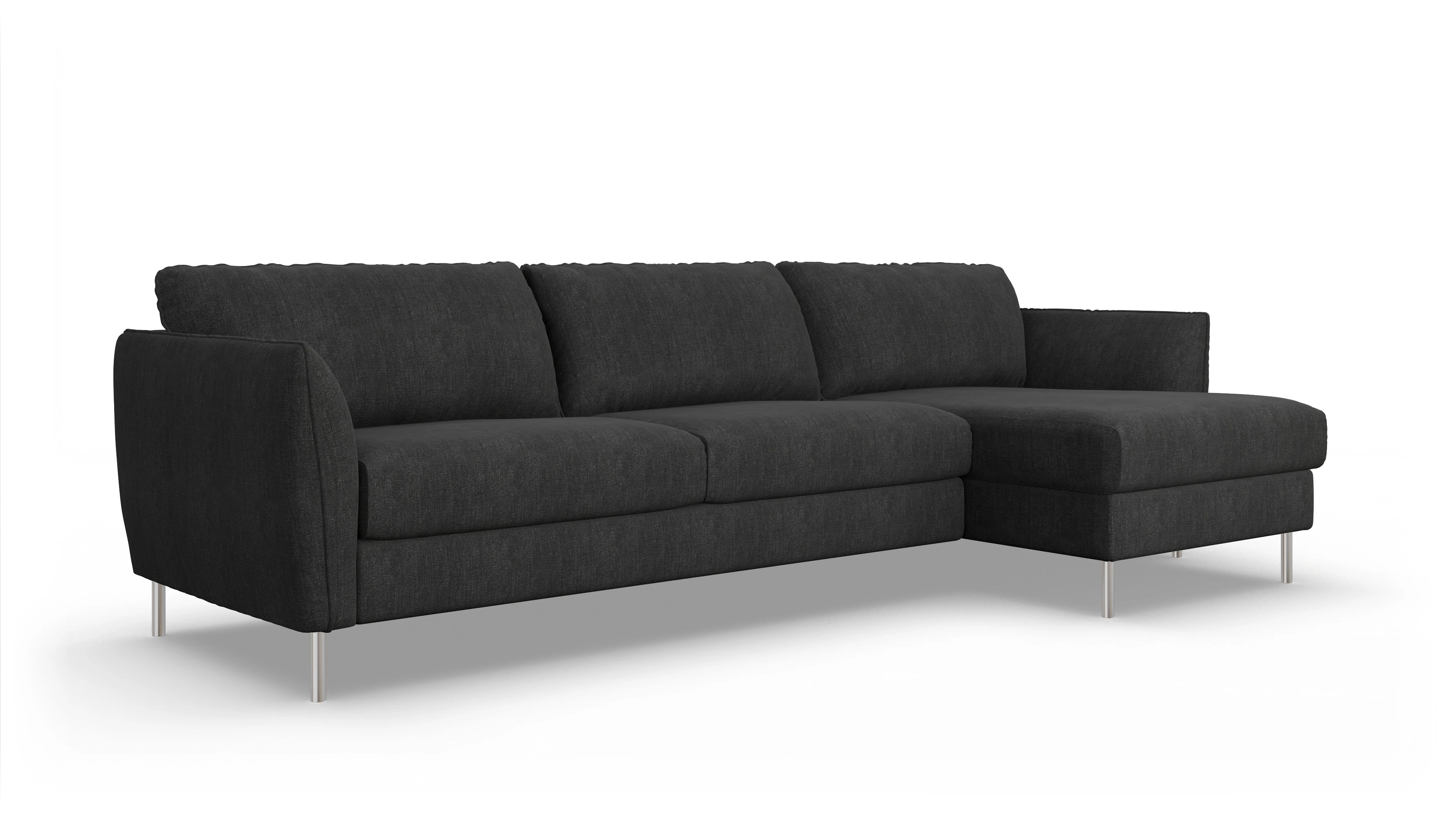 Ansicht des Produktes Eriksen Sofa mit Rec rechts in Stoff schwarz