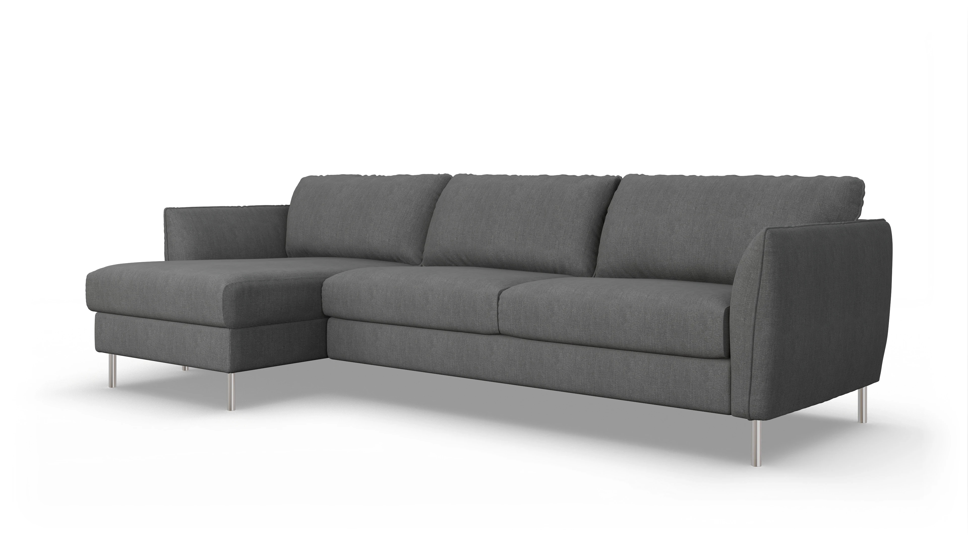 Ansicht des Produktes Eriksen Sofa mit Rec links in Stoff grau