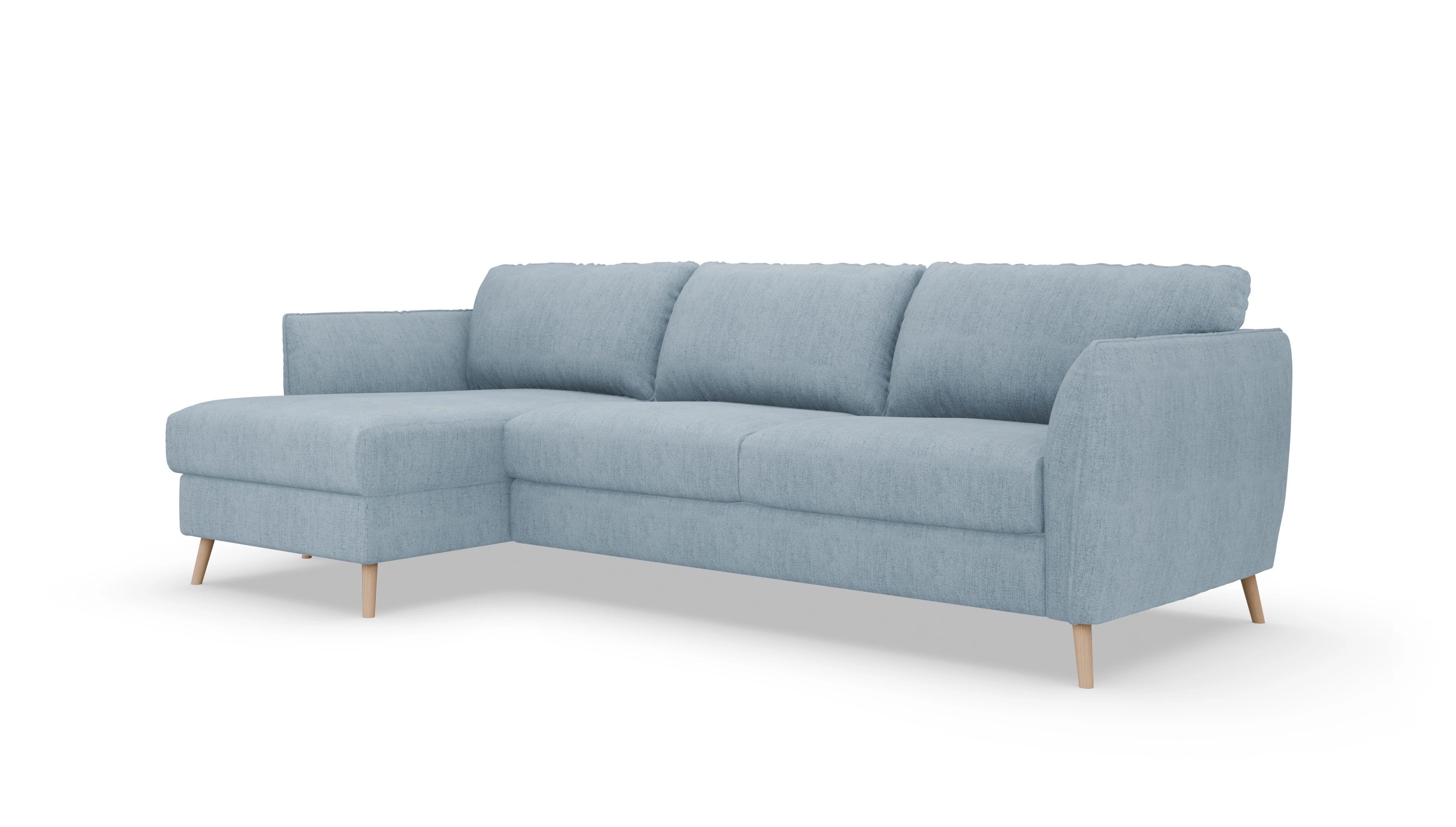 Ansicht des Produktes Eriksen Sofa mit Rec links in Stoff blau