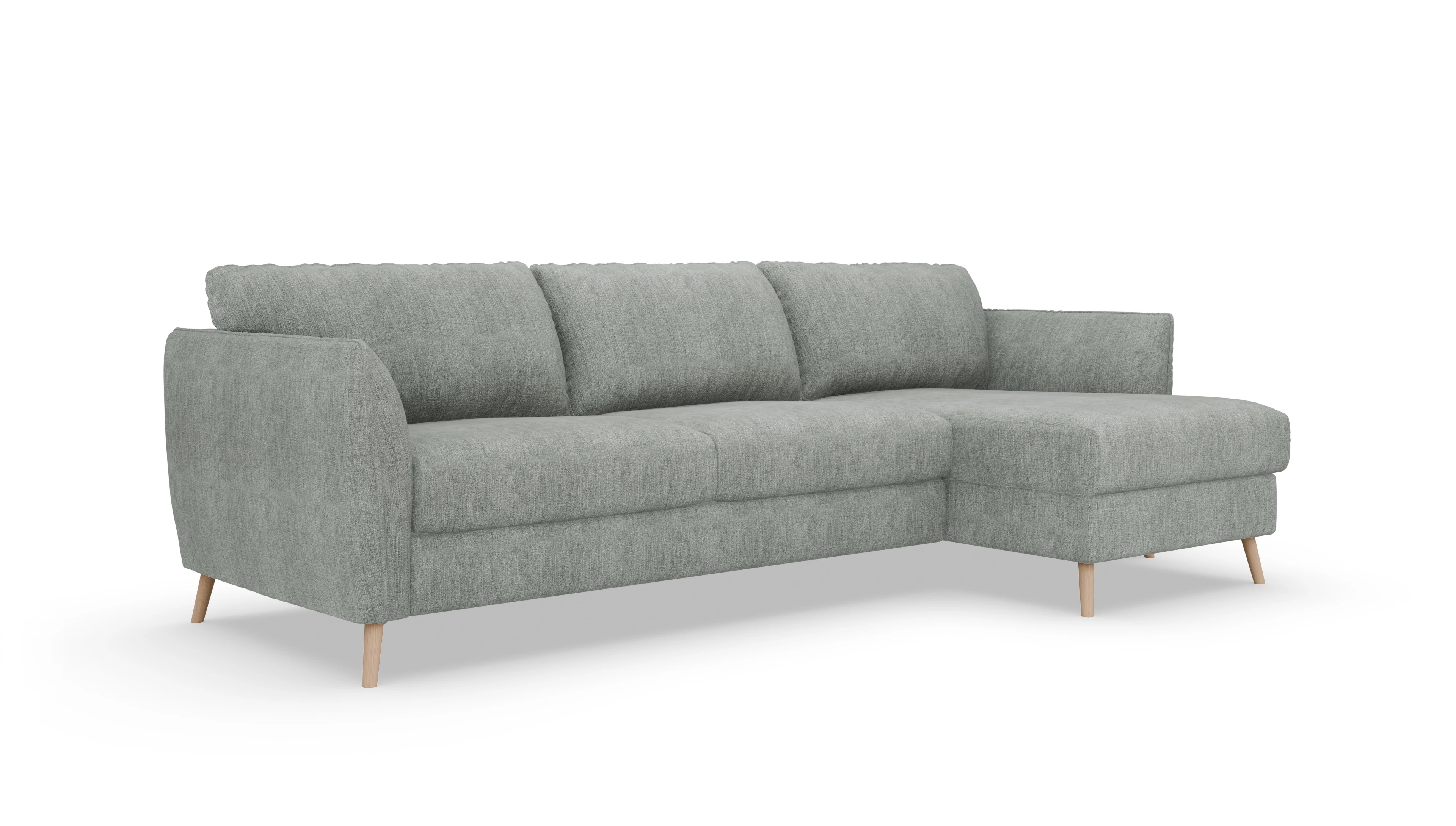 Schlafsofa Eriksen Ansicht des Produktes Eriksen Sofa mit Rec rechts in Stoff grau