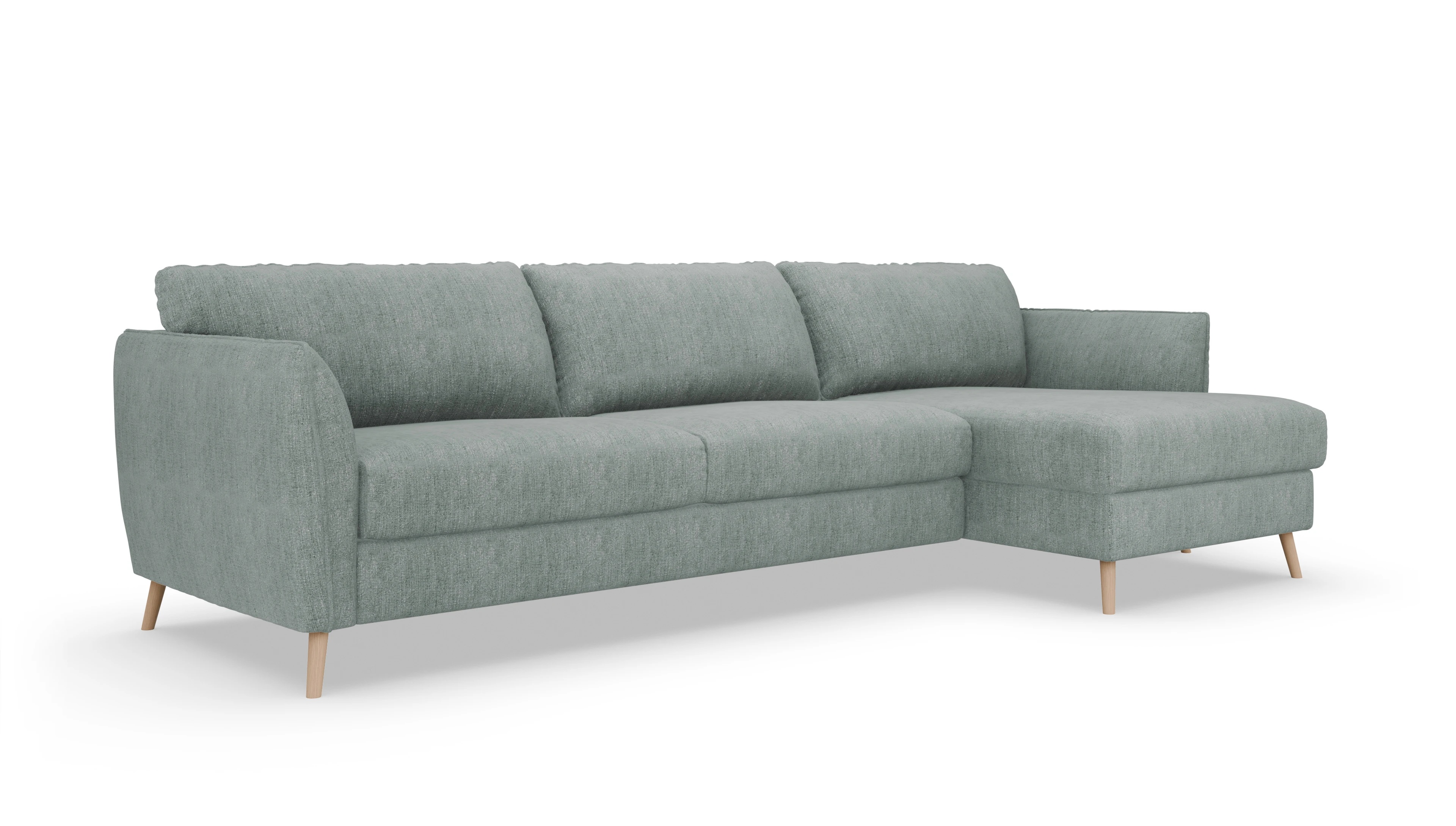 Ansicht des Produktes Eriksen Sofa mit Rec rechts in Stoff grün