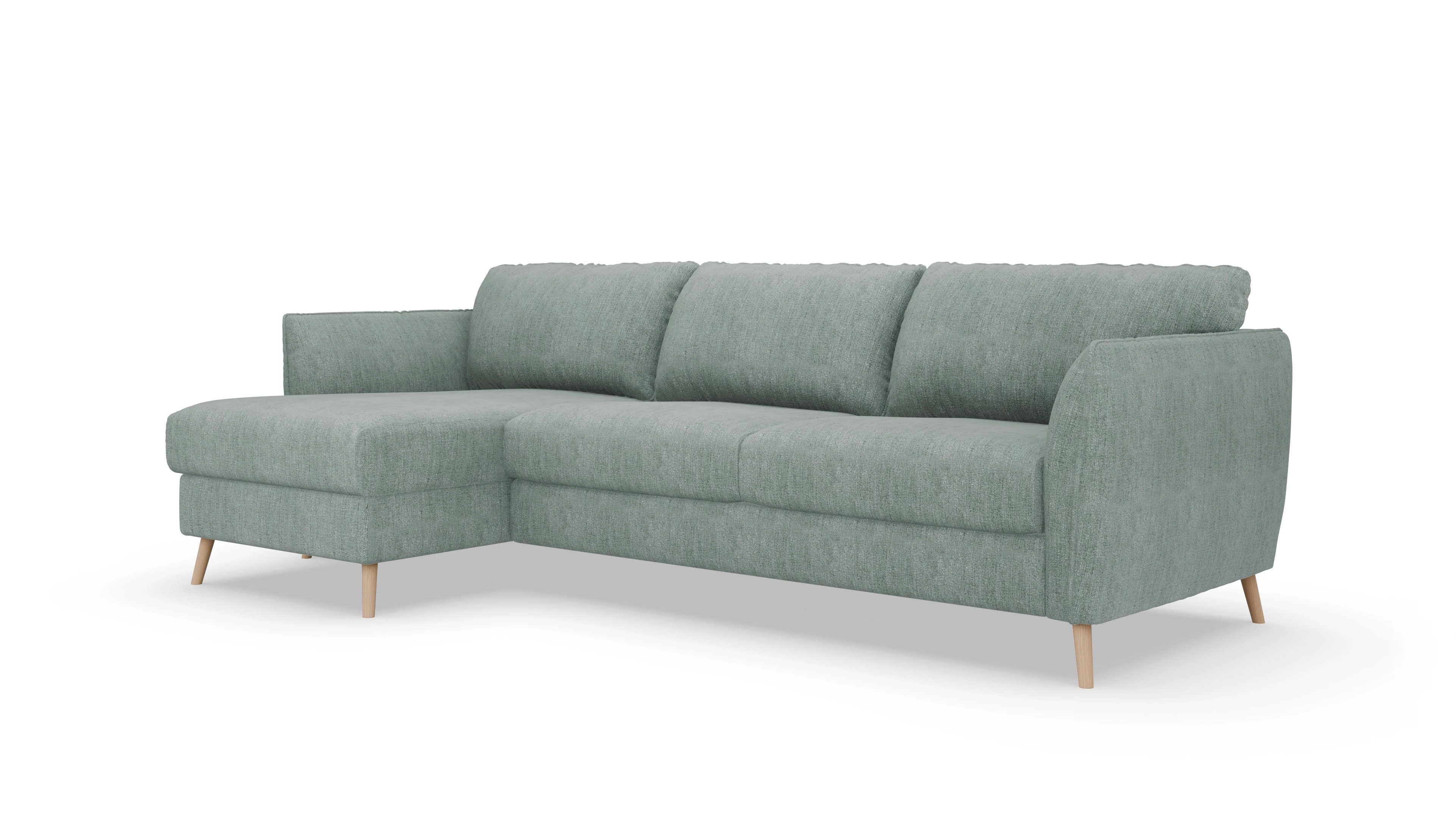 Ansicht des Produktes Eriksen Sofa mit Rec links in Stoff grün