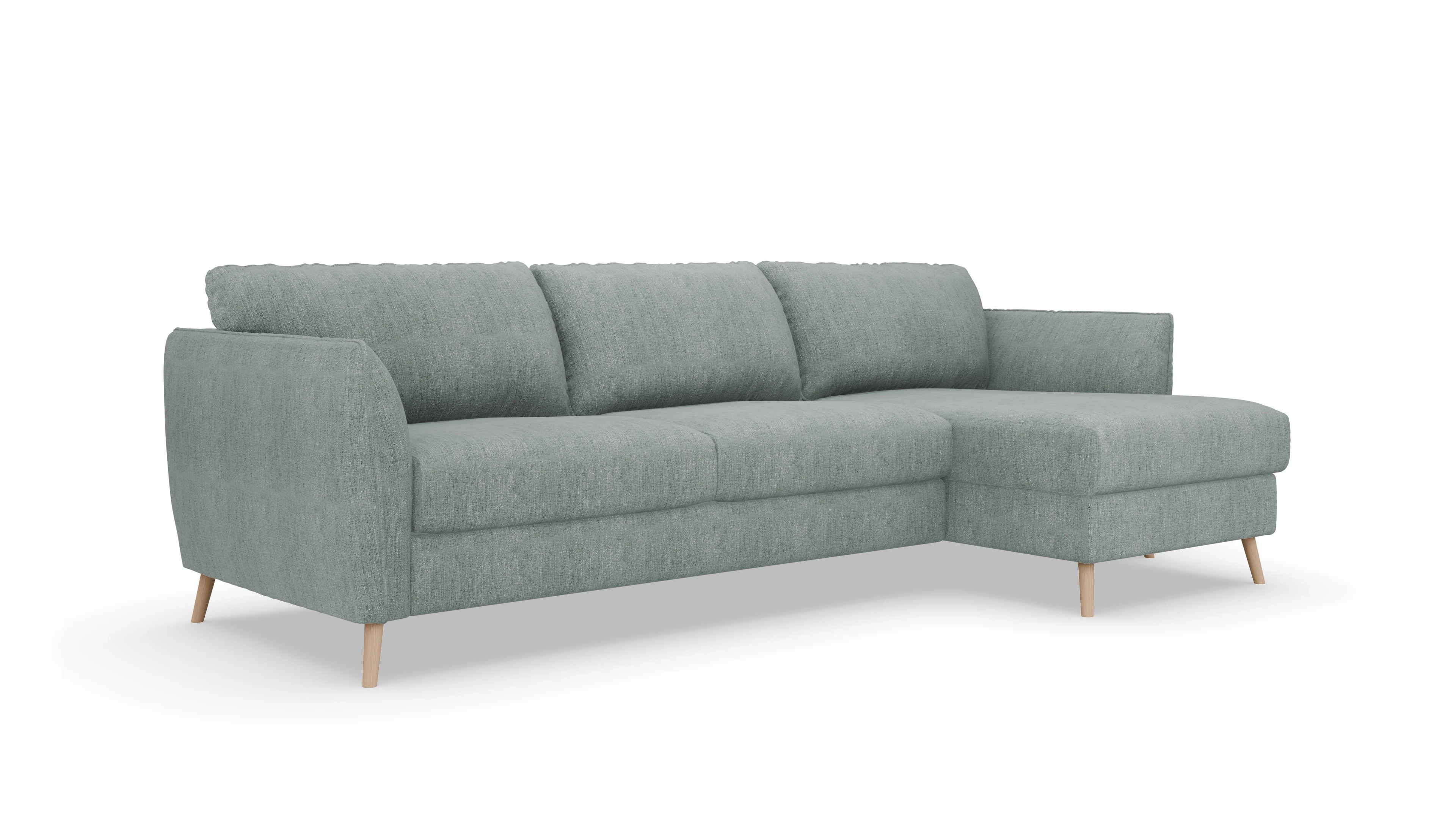 Ansicht des Produktes Eriksen Sofa mit Rec rechts in Stoff grün