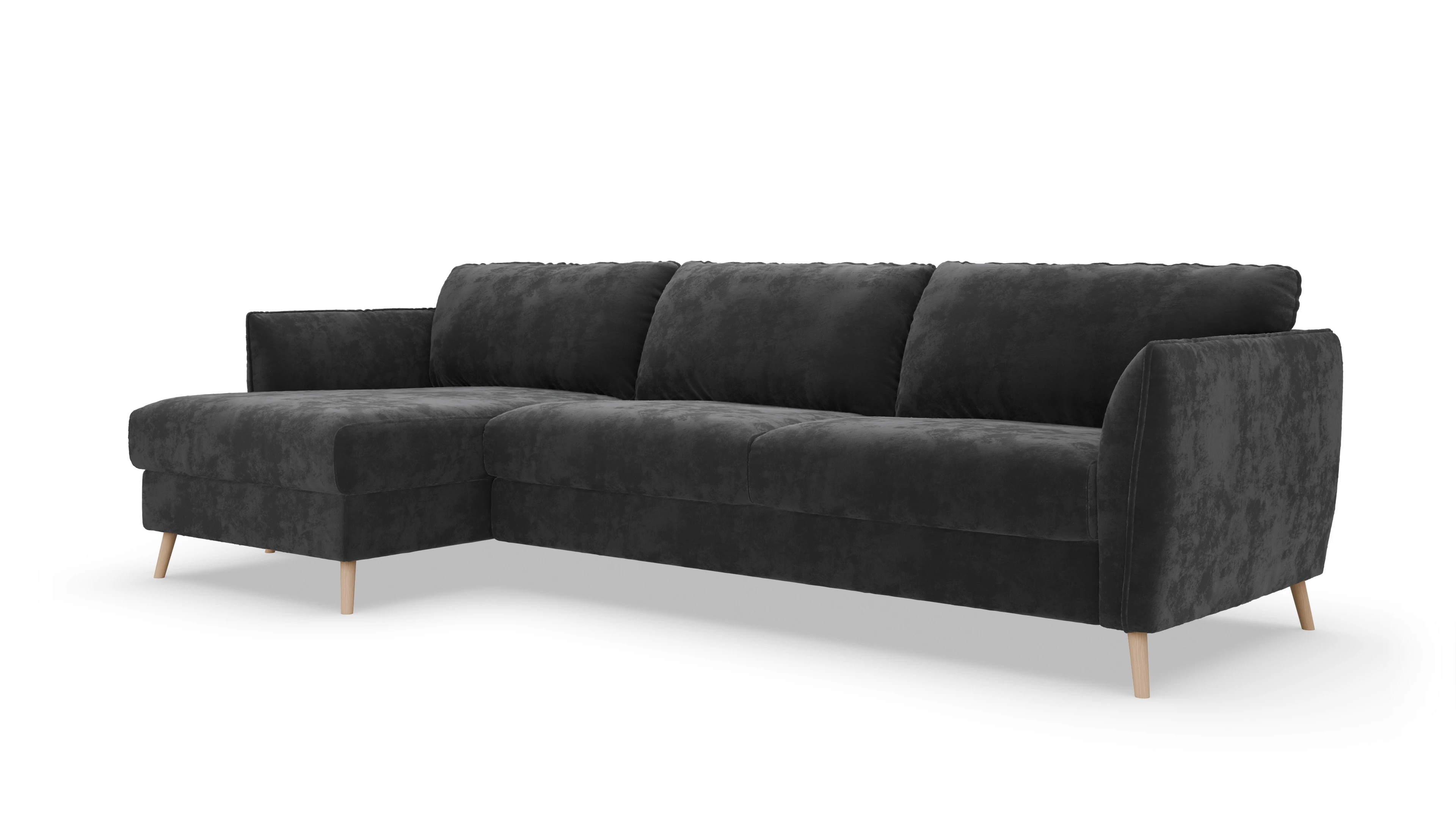 Schlafsofa Eriksen Ansicht des Produktes Eriksen Sofa mit Rec links in Samt schwarz