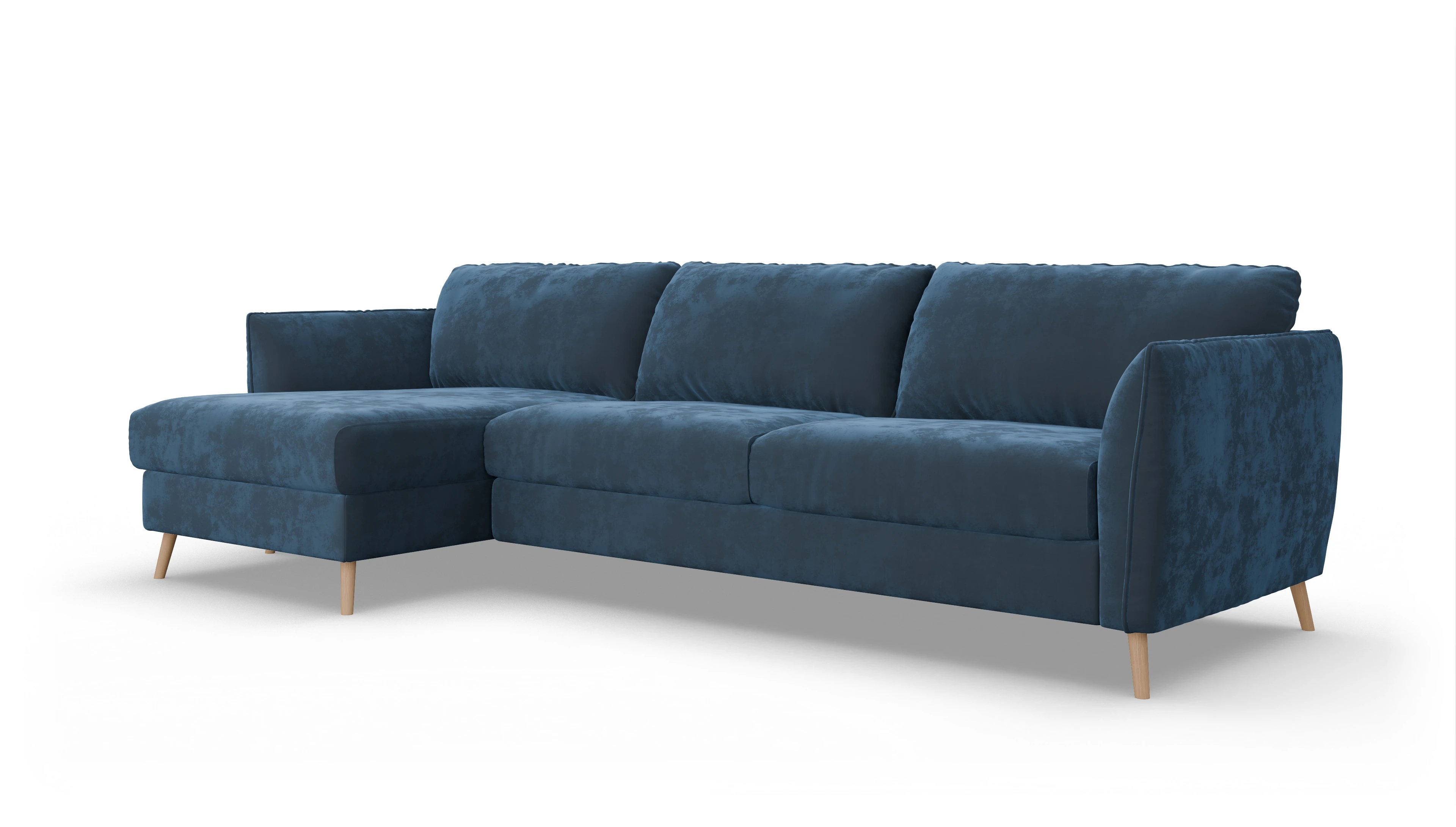 Ansicht des Produktes Eriksen Sofa mit Rec links in Samt blau