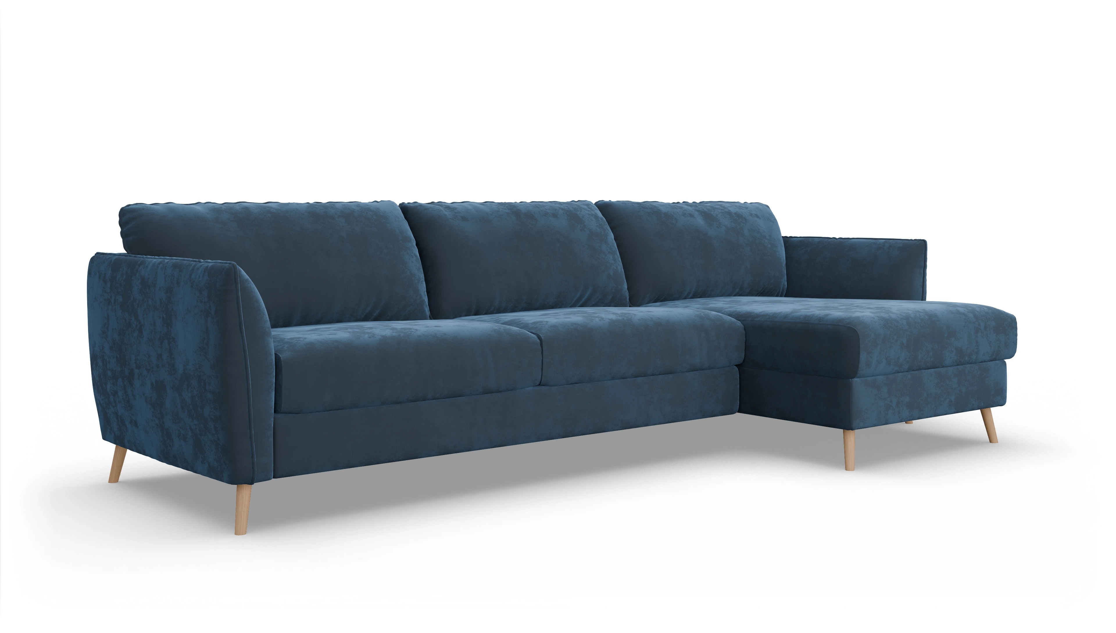 Schlafsofa Eriksen Ansicht des Produktes Eriksen Sofa mit Rec rechts in Samt blau