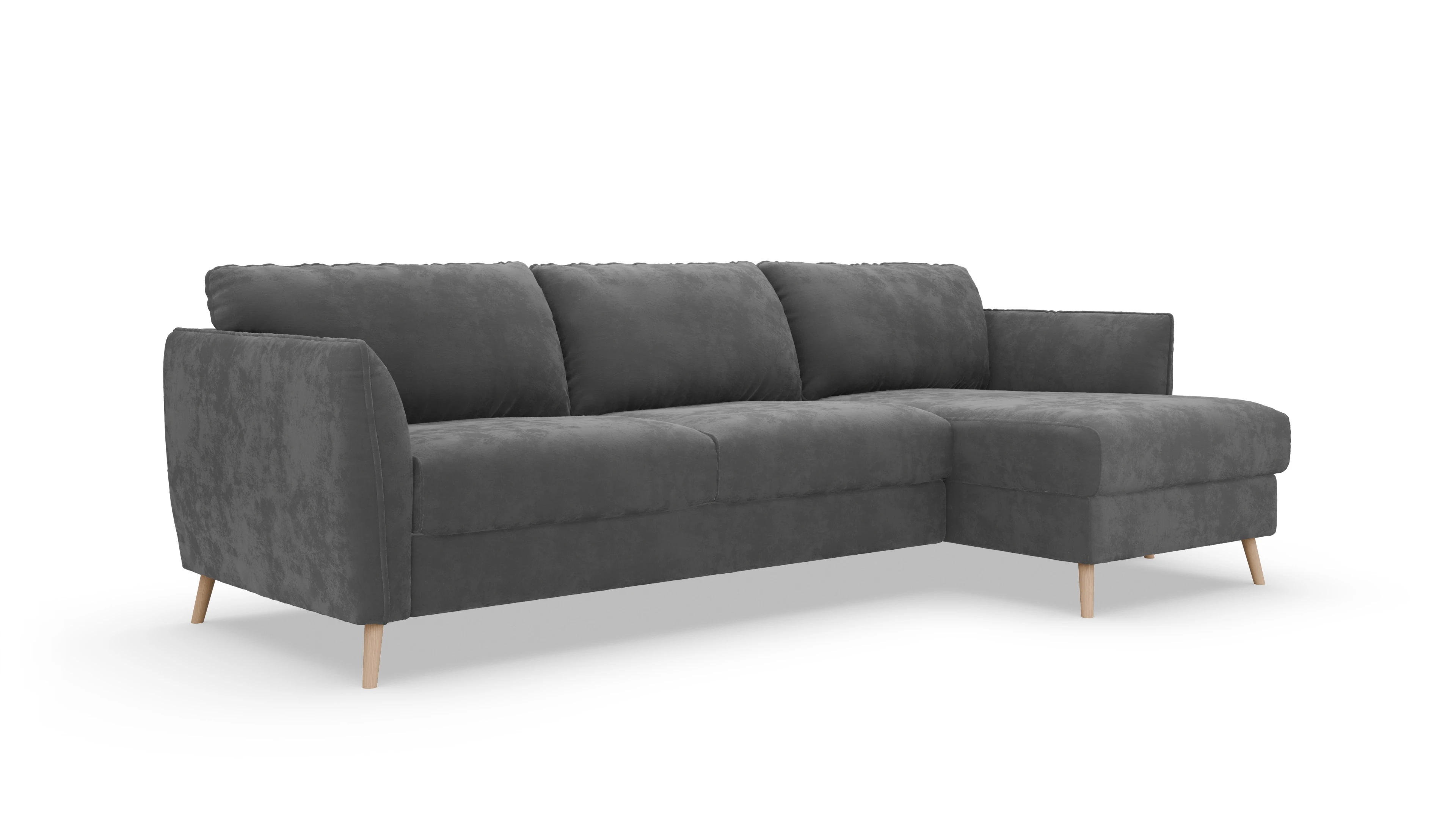Ansicht des Produktes Eriksen Sofa mit Rec rechts in Samt grau