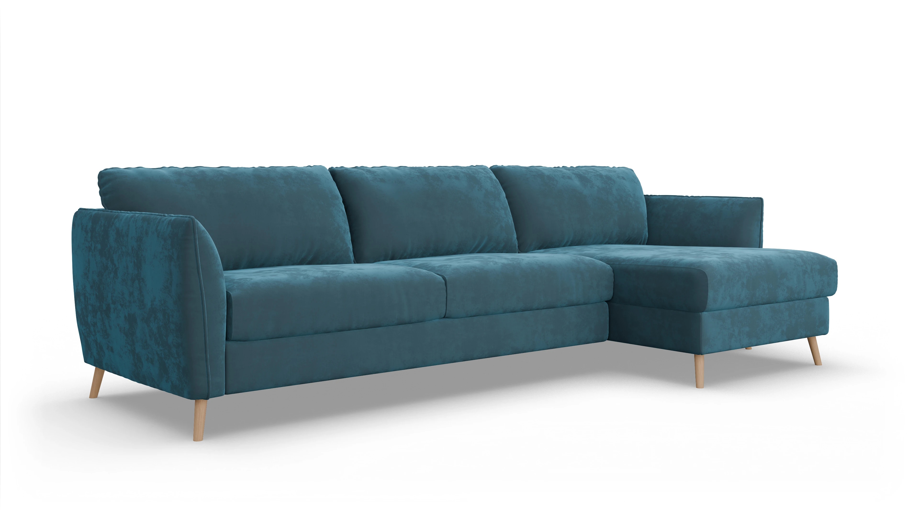 Ansicht des Produktes Eriksen Sofa mit Rec rechts in Samt blau