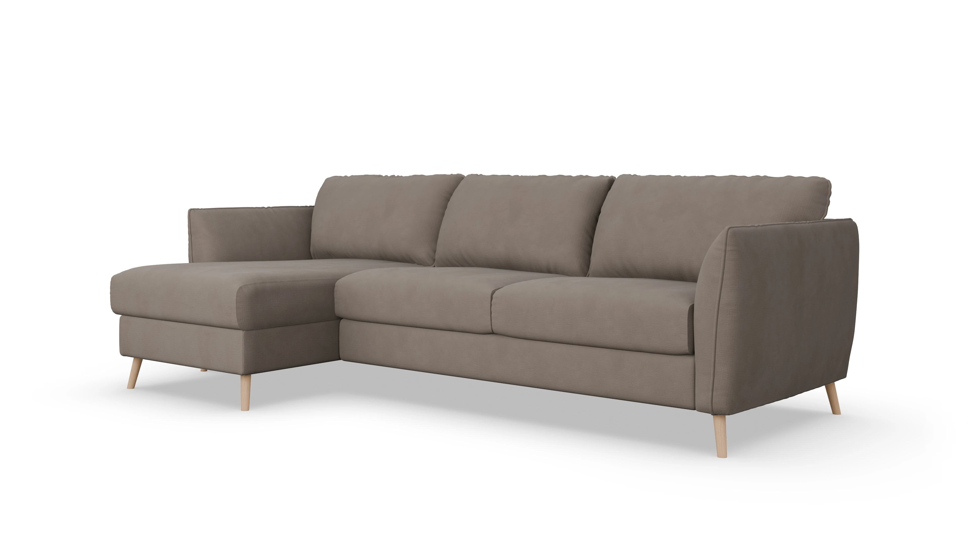 Ansicht des Produktes Eriksen Sofa mit Rec links in Stoff braun