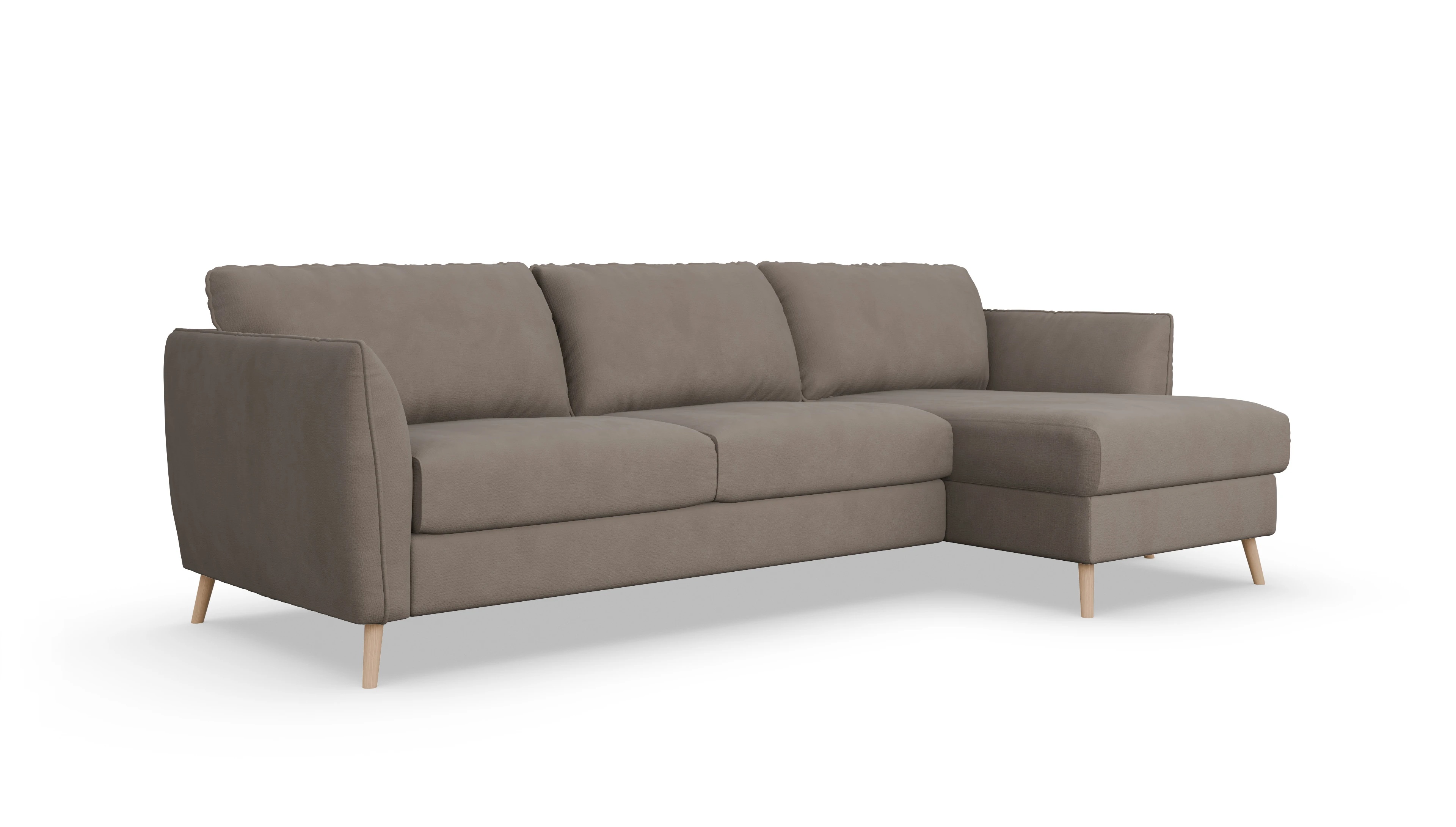 Ansicht des Produktes Eriksen Sofa mit Rec rechts in Stoff braun