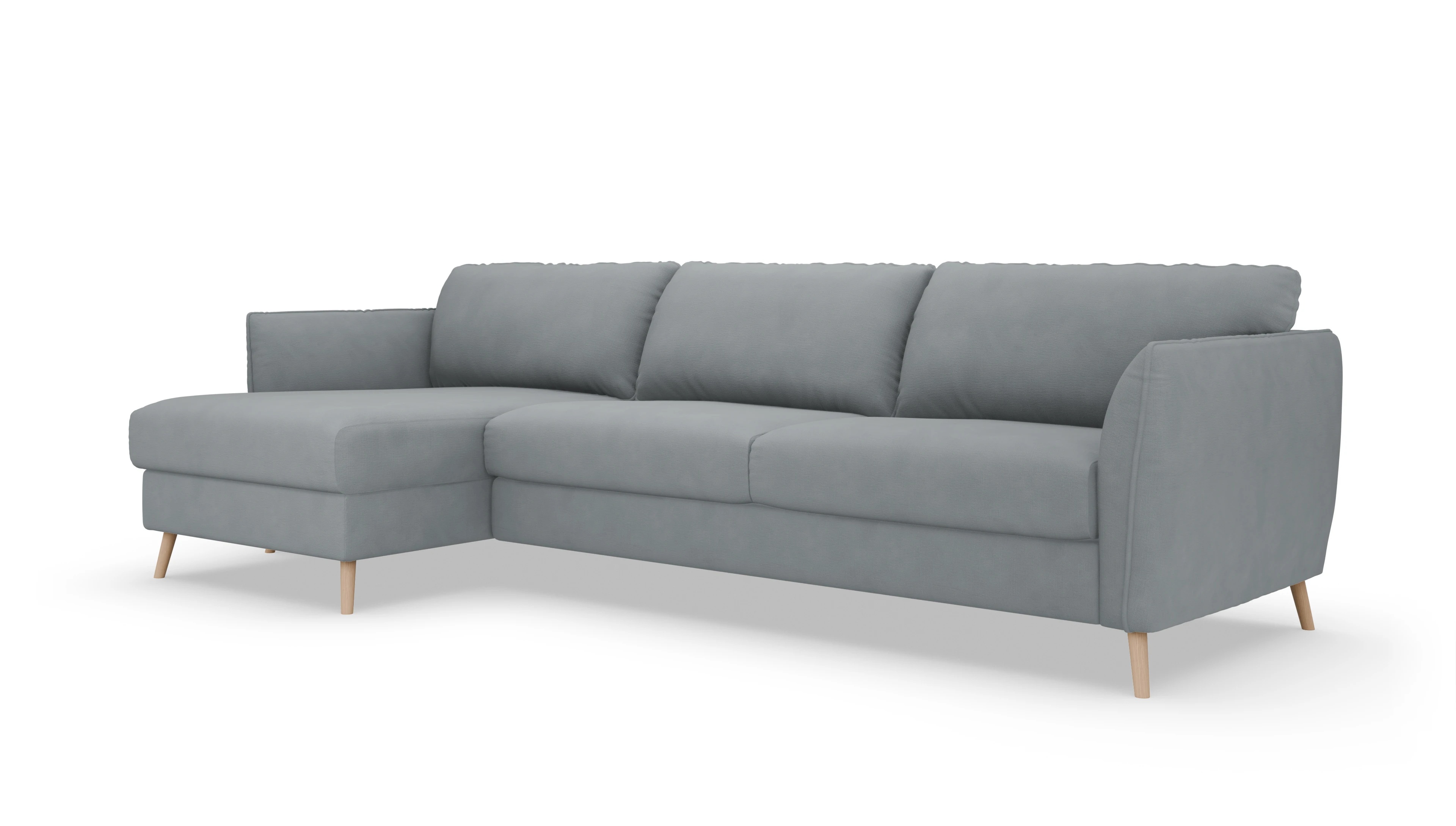 Schlafsofa Eriksen Ansicht des Produktes Eriksen Sofa mit Rec links in Stoff grau