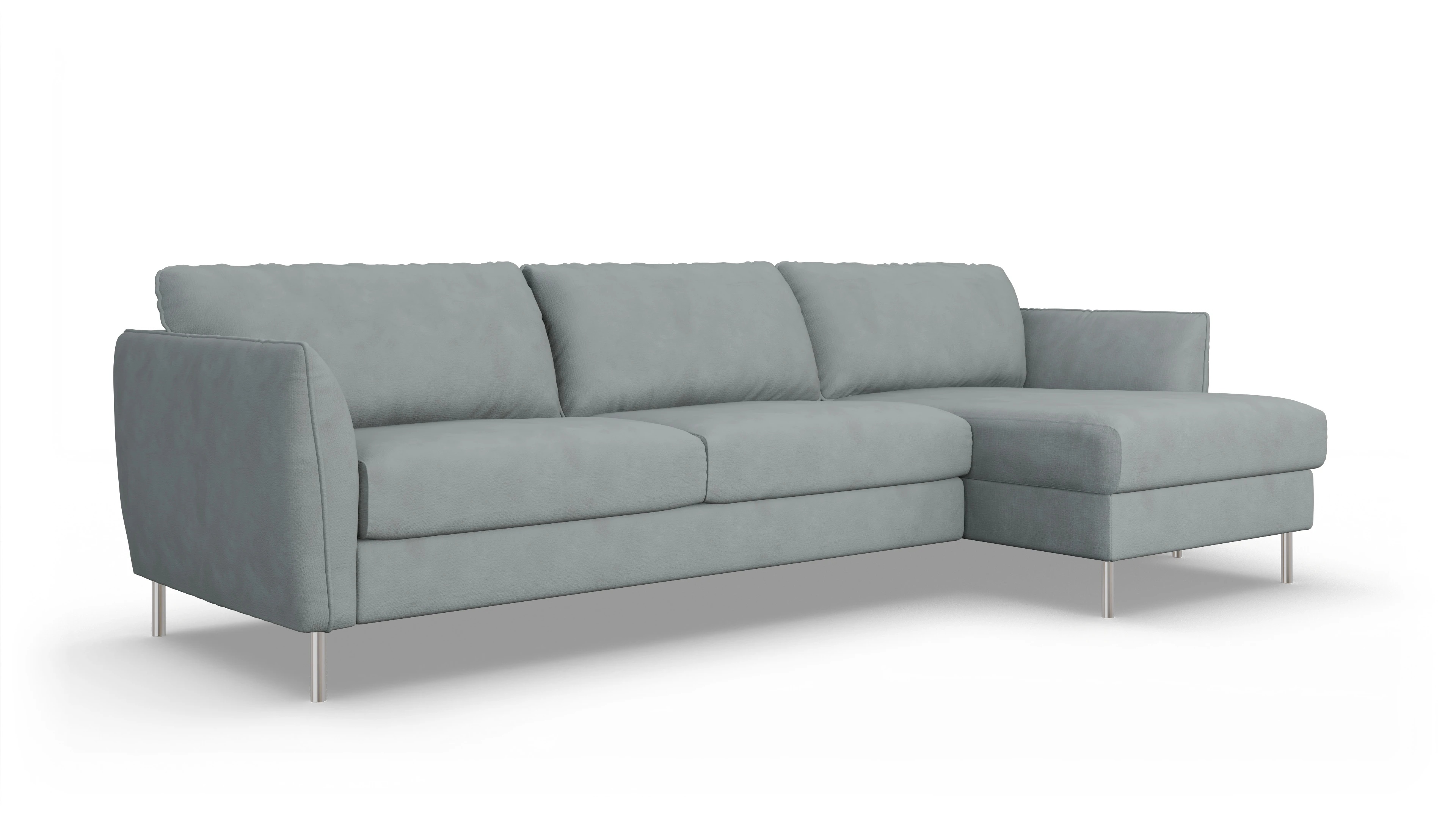 Ansicht des Produktes Eriksen Sofa mit Rec rechts in Stoff grau